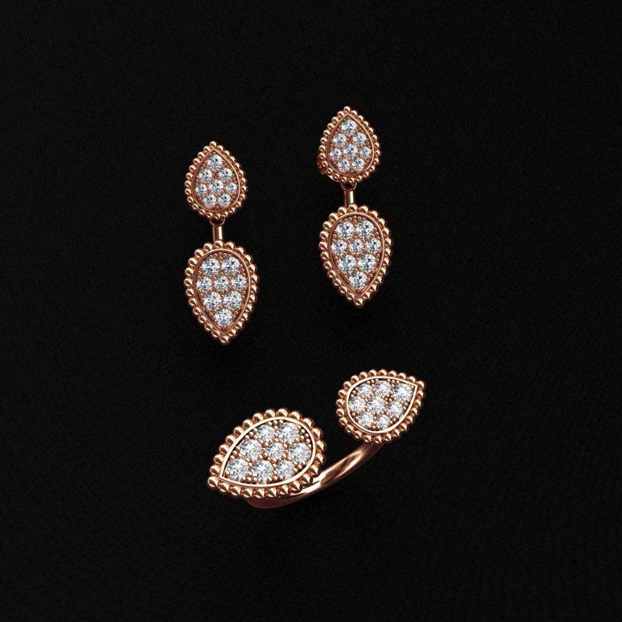  Ring and Earrings 3D print model_2