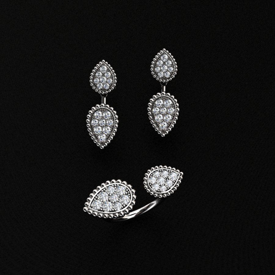  Ring and Earrings 3D print model_1