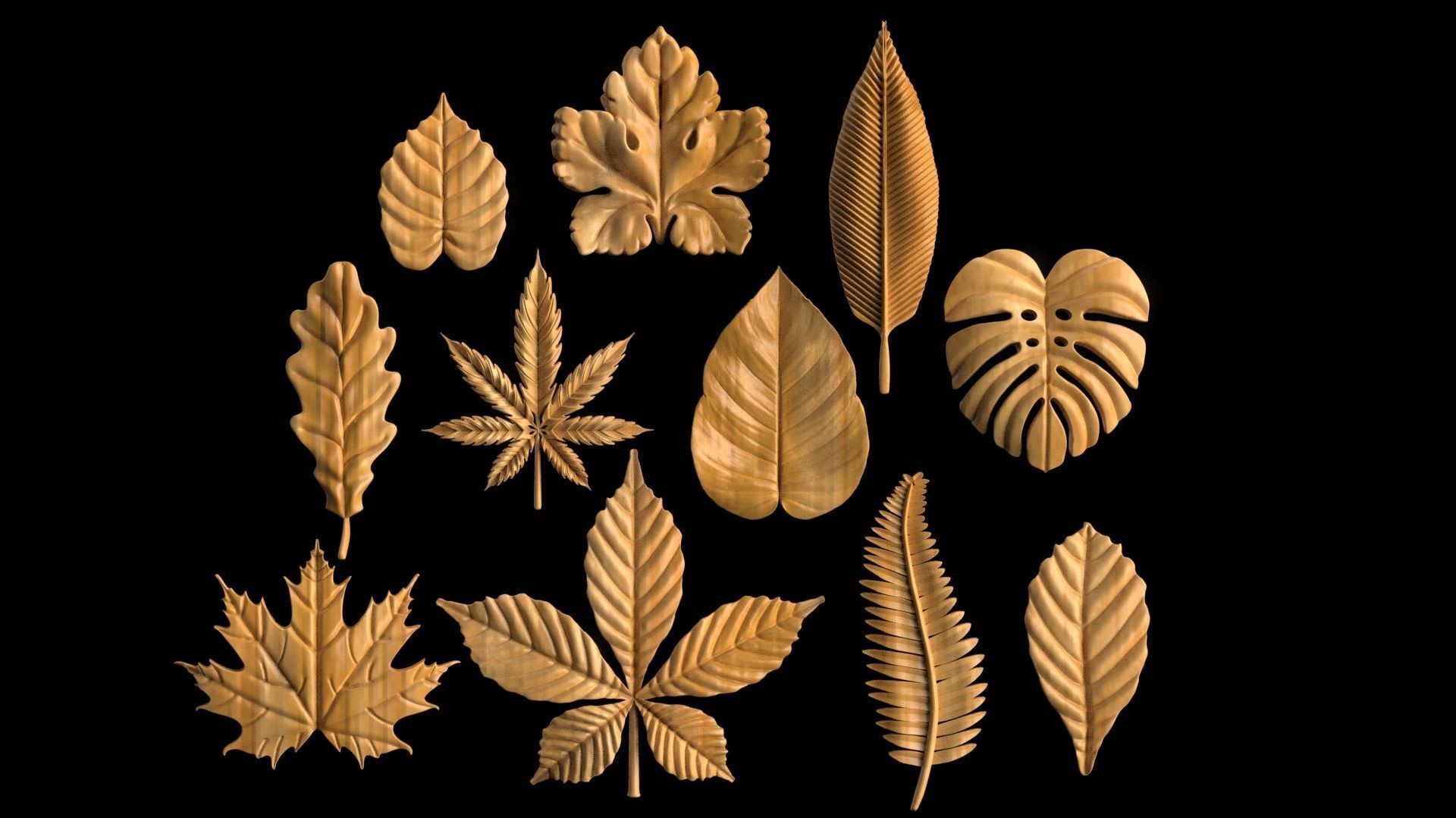 leaves 3D print model_54