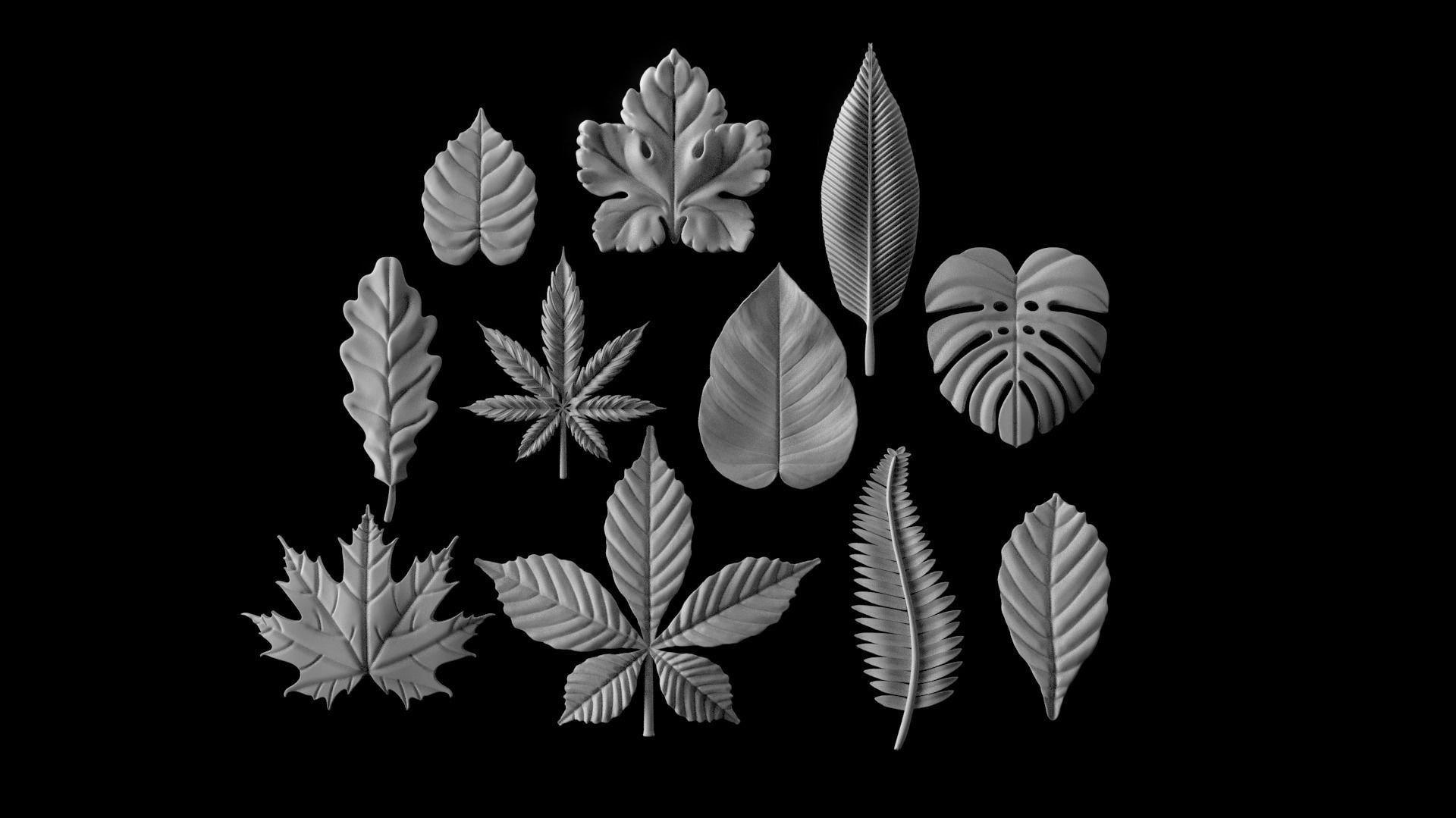leaves 3D print model_26