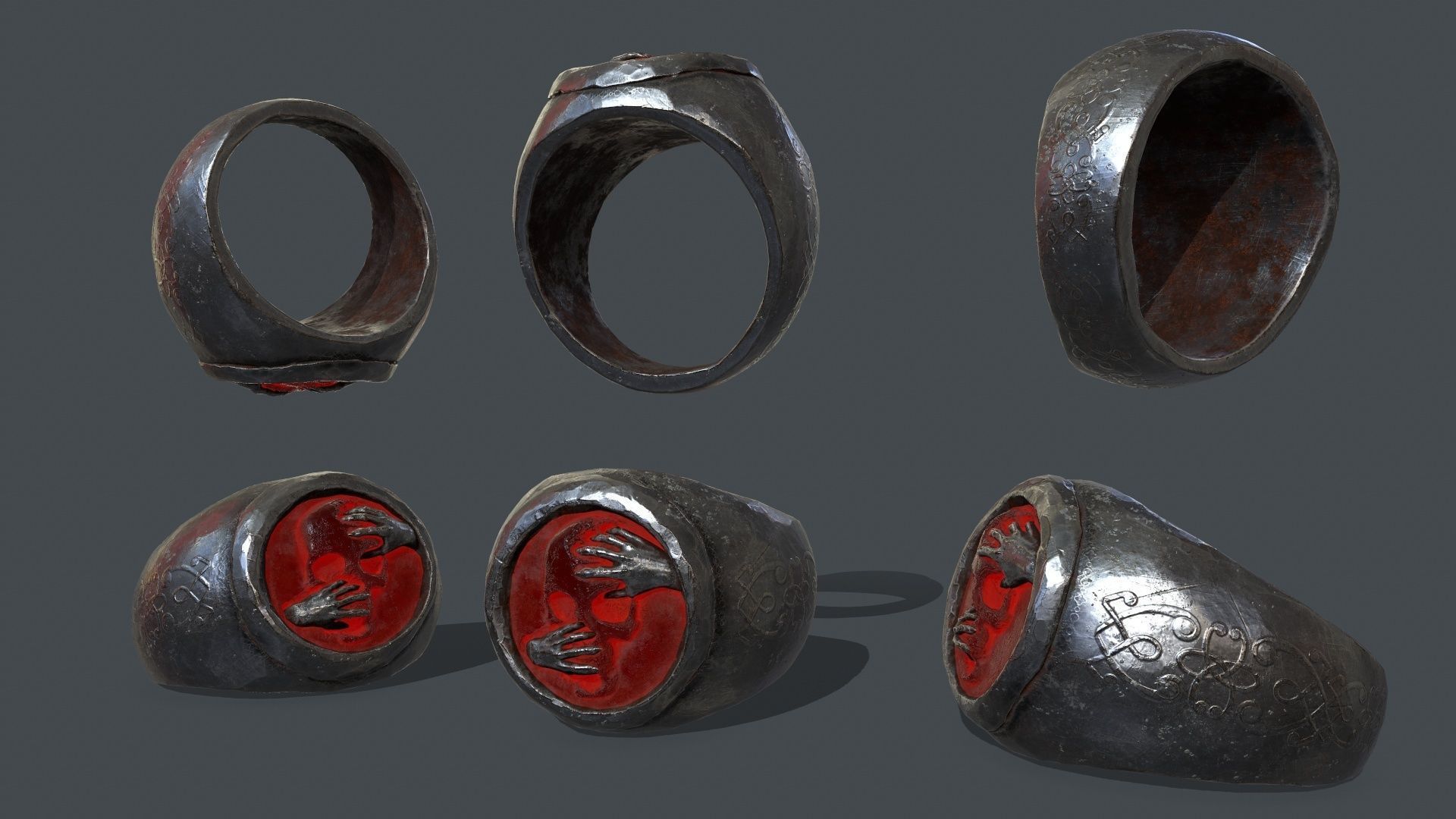 Skull Ring Low-poly 3D model_1