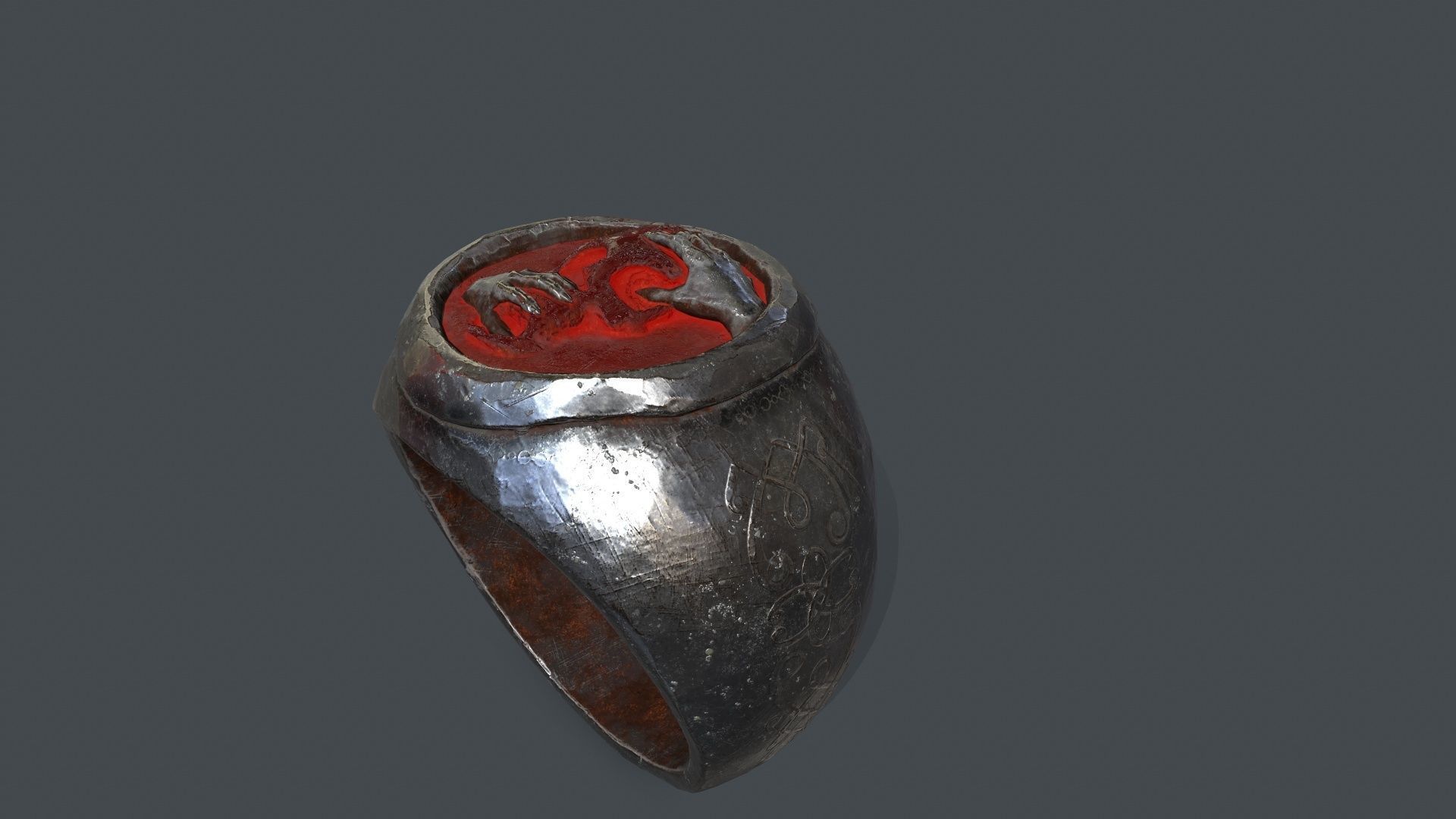 Skull Ring Low-poly 3D model_5