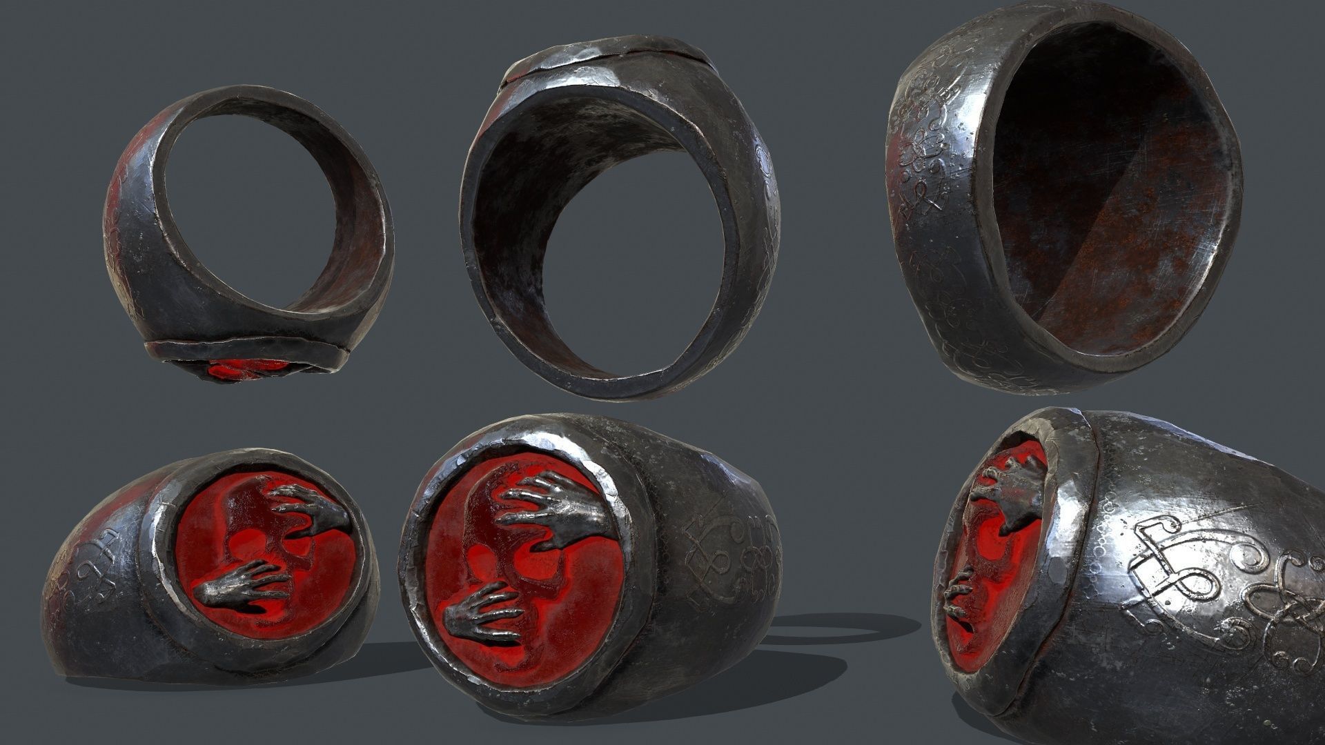 Skull Ring Low-poly 3D model_2