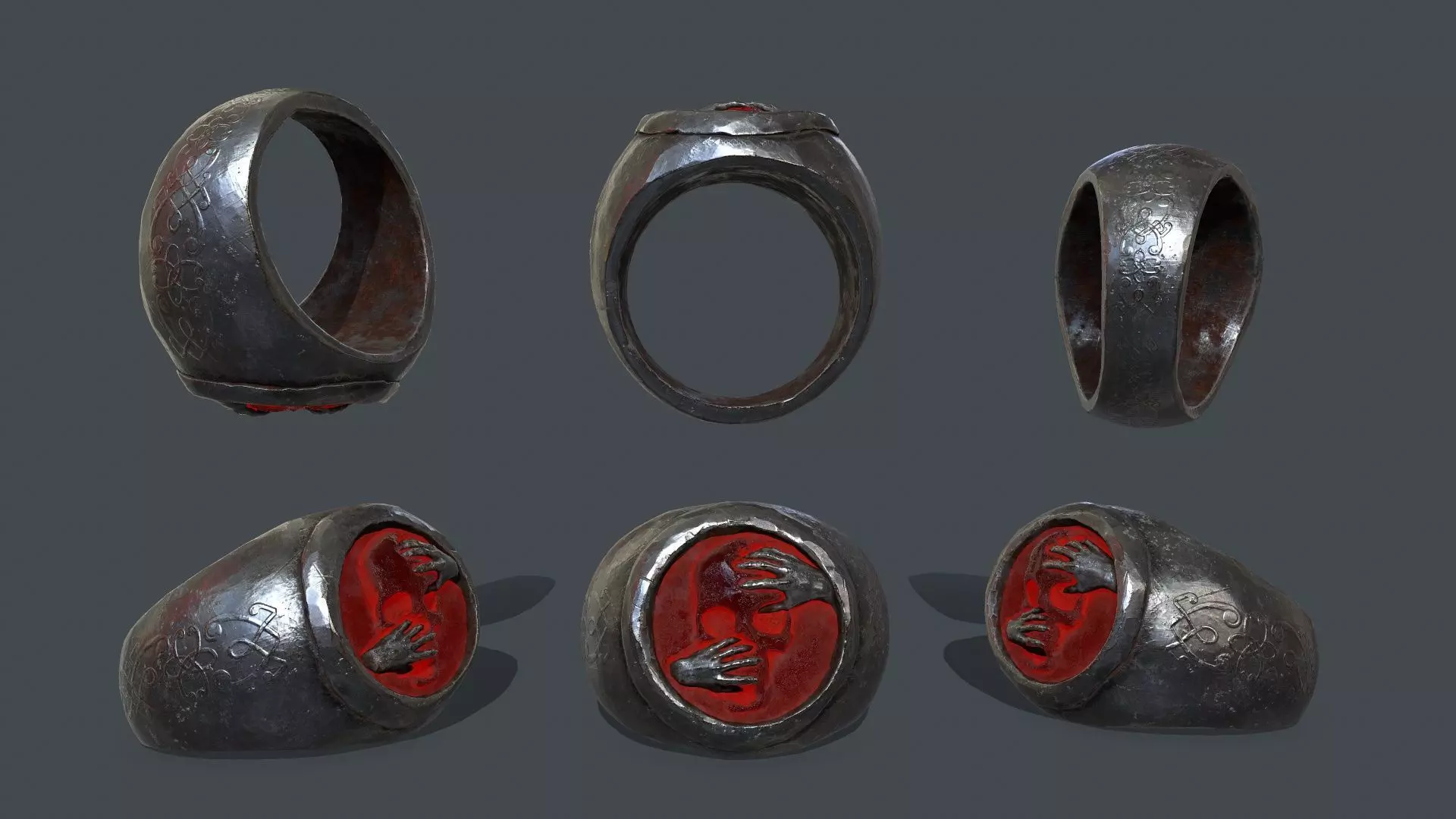 Skull Ring Low-poly 3D model_0