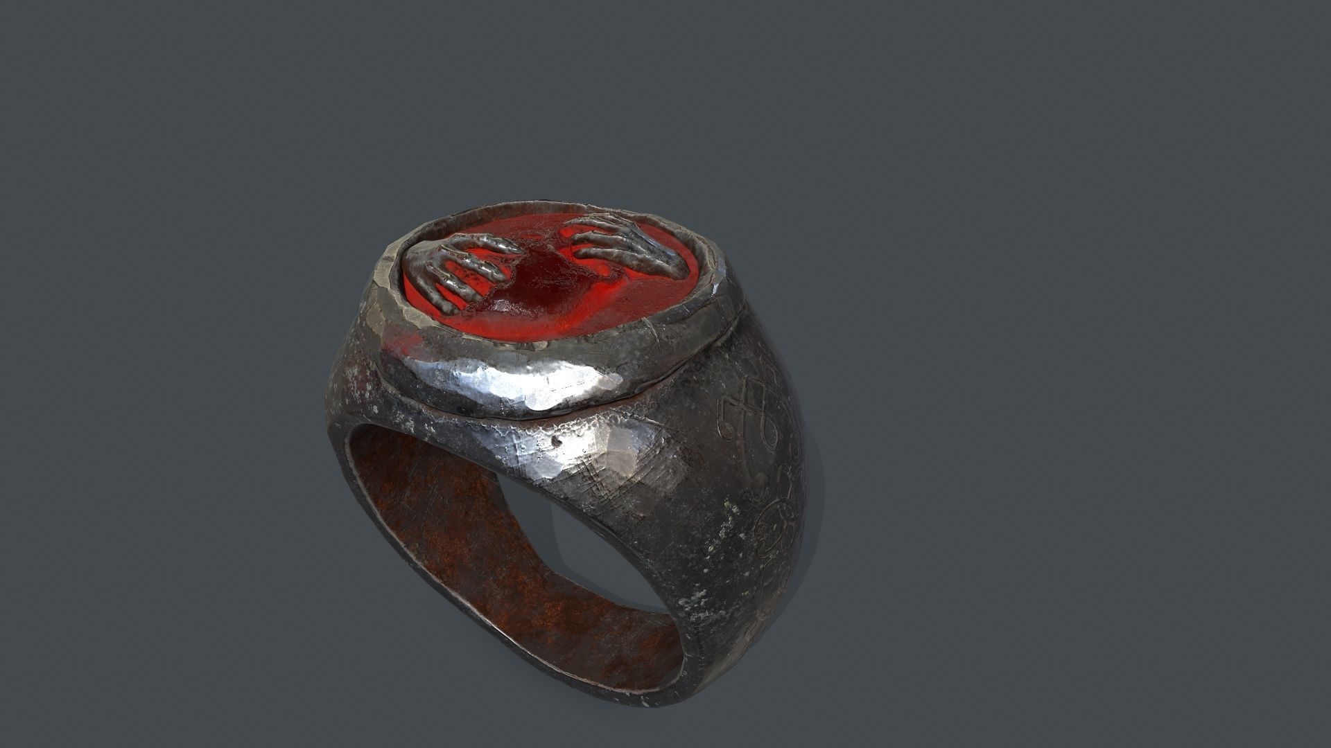 Skull Ring Low-poly 3D model_8