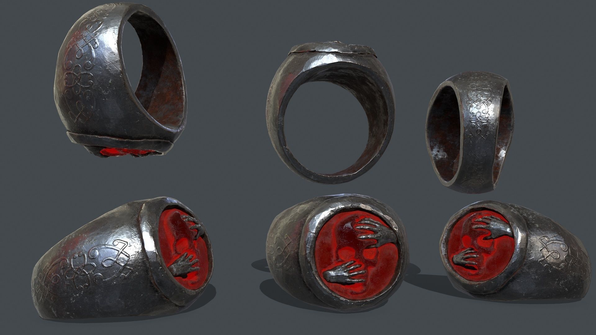 Skull Ring Low-poly 3D model_3