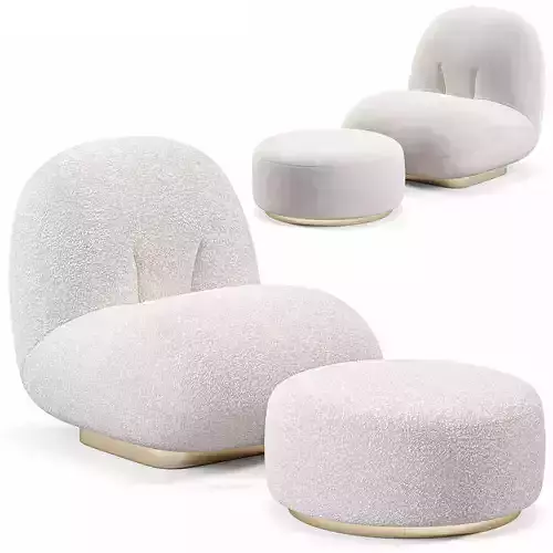 Back Modern Armless Chair with Brass