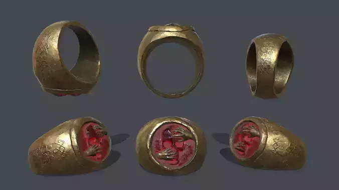 power gold ring Low-poly 3D model