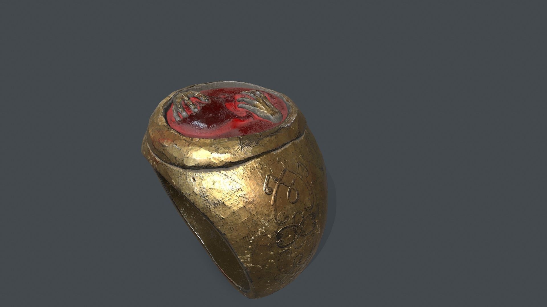 power gold ring Low-poly 3D model_8