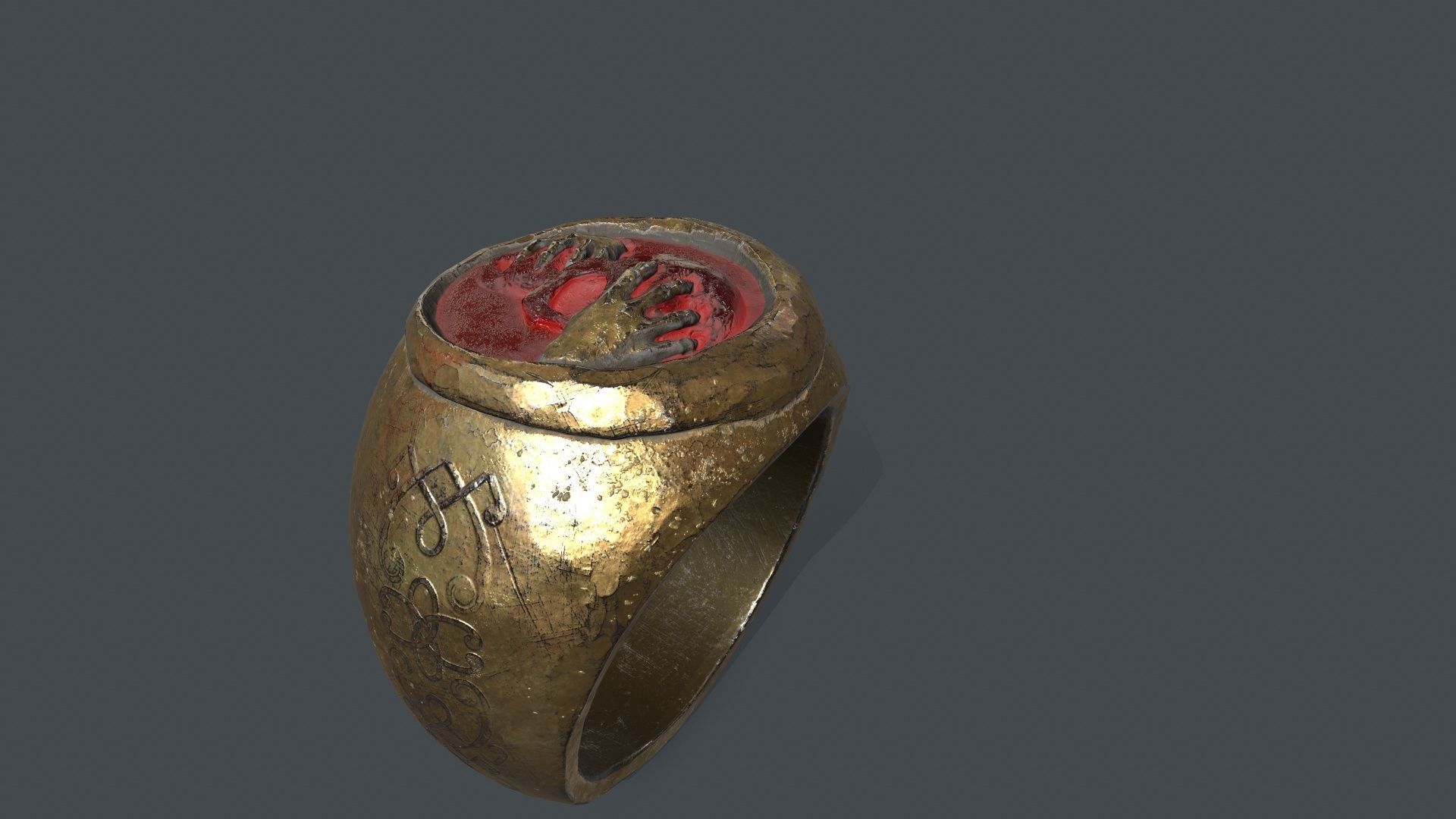 power gold ring Low-poly 3D model_6