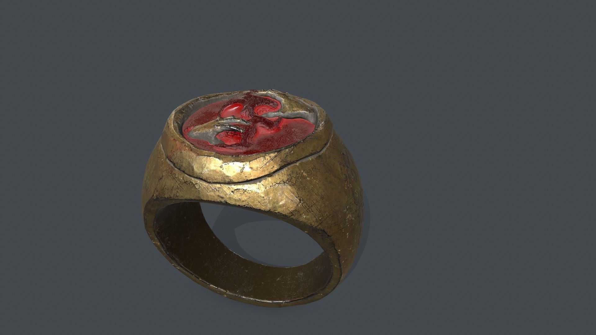 power gold ring Low-poly 3D model_4