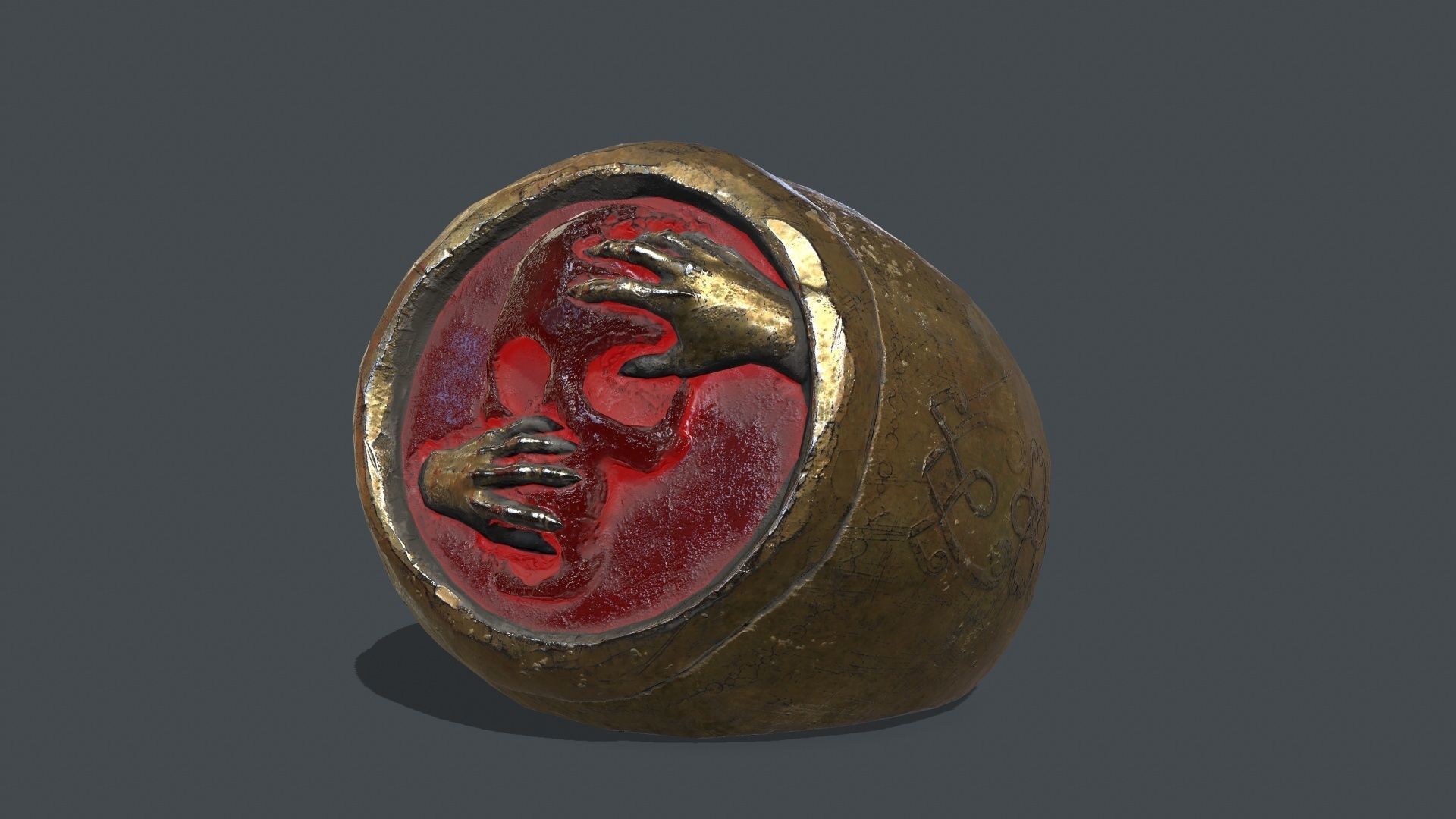 power gold ring Low-poly 3D model_11