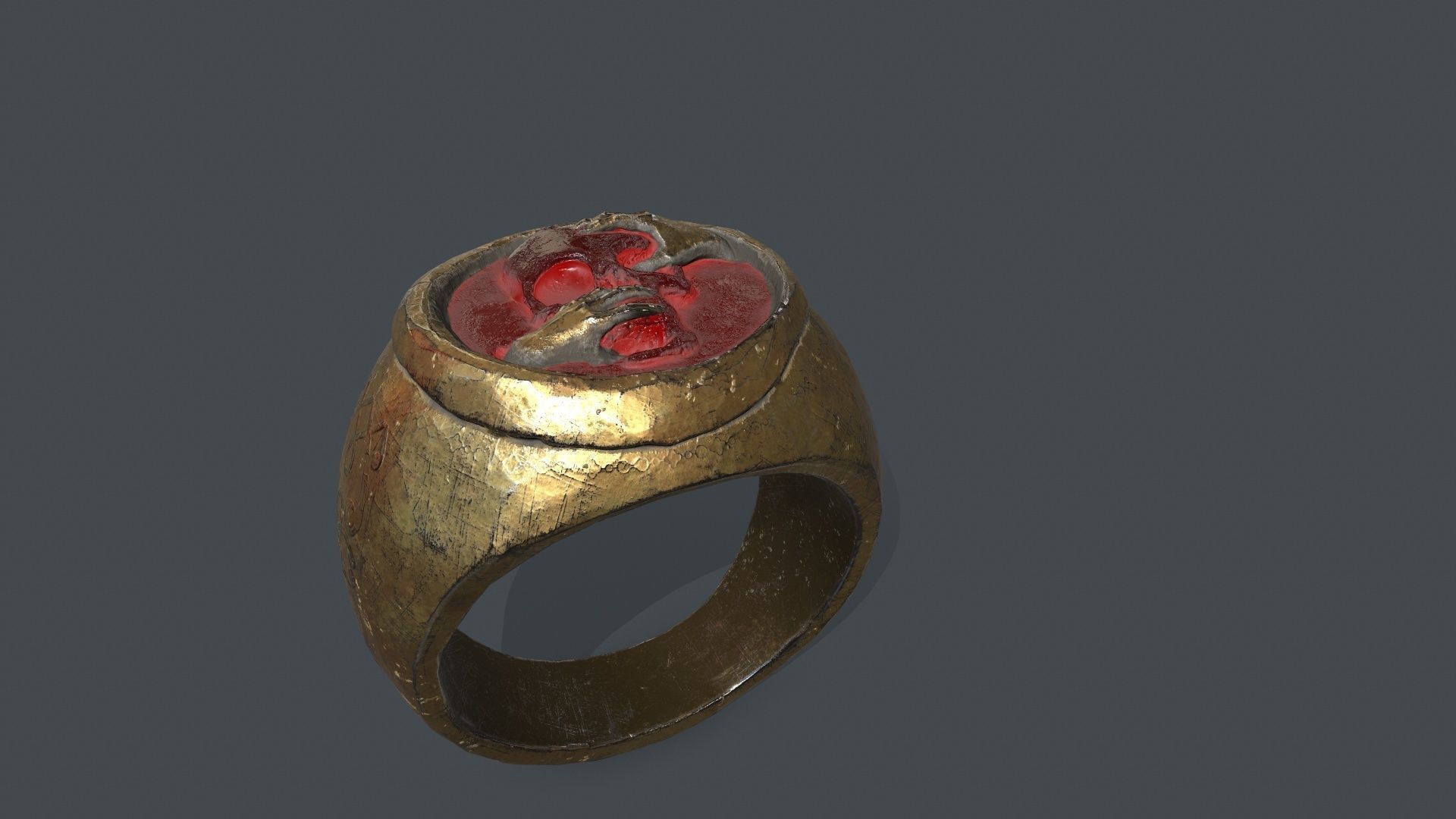 power gold ring Low-poly 3D model_10