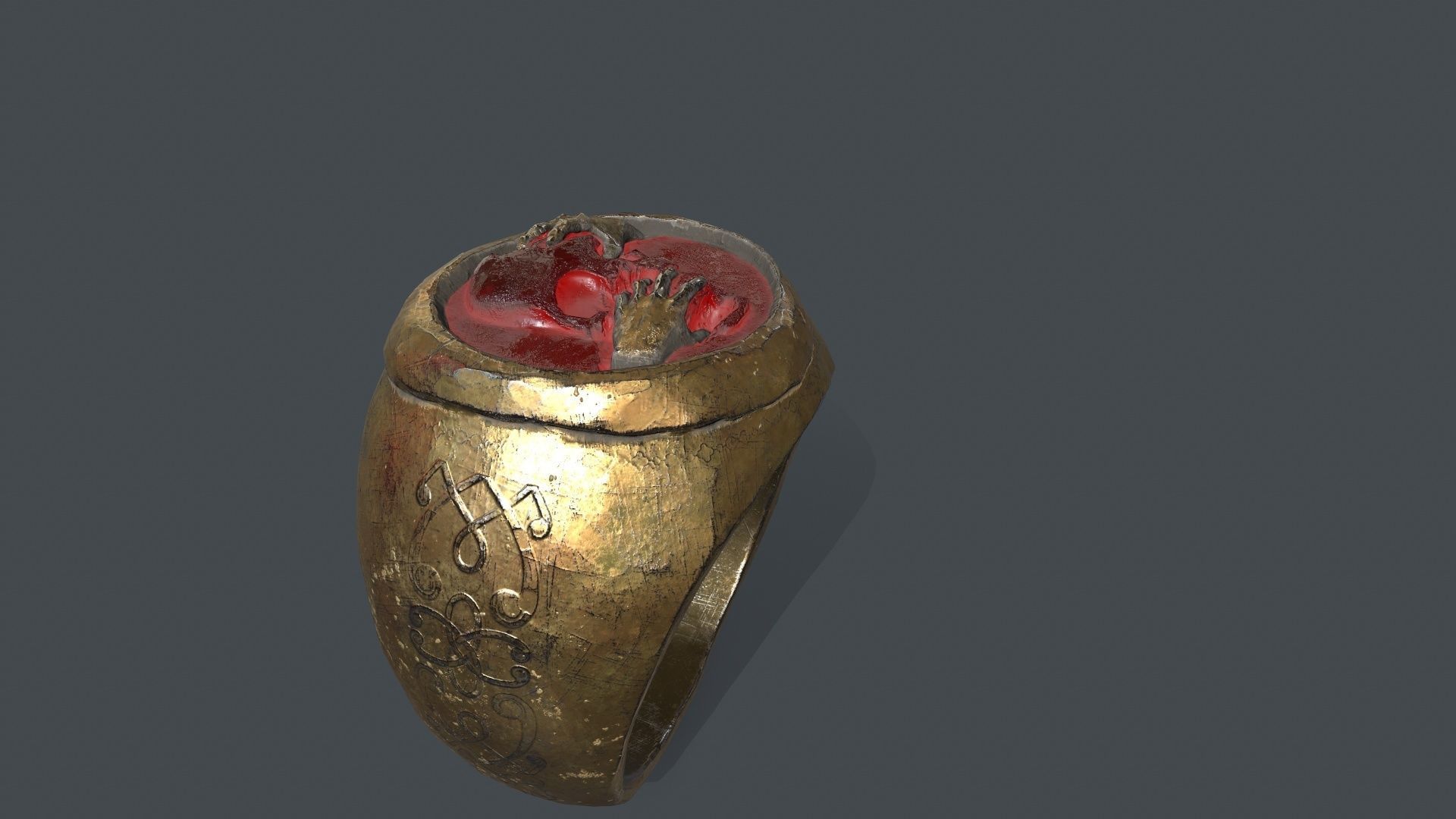 power gold ring Low-poly 3D model_9