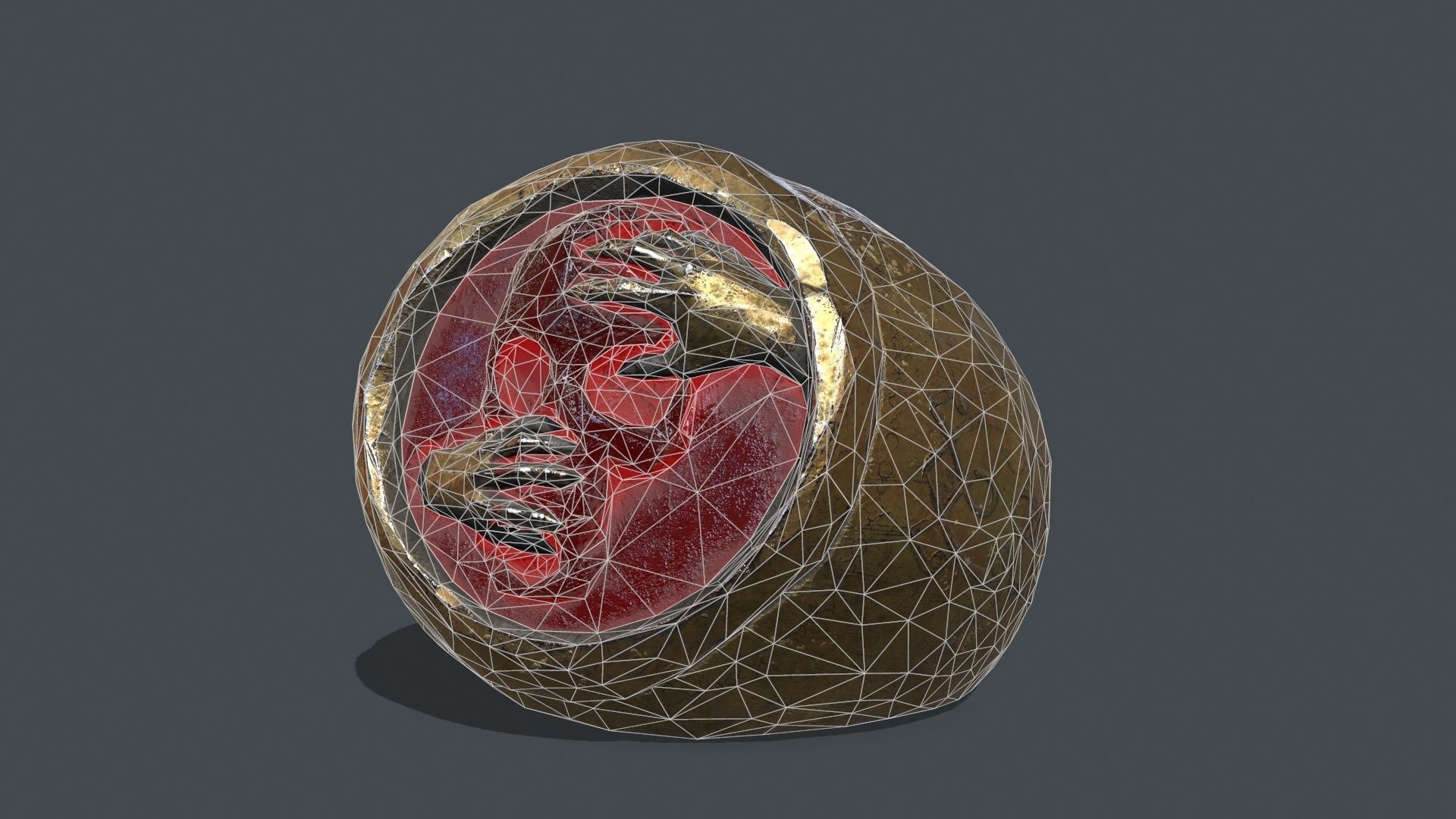 power gold ring Low-poly 3D model_12