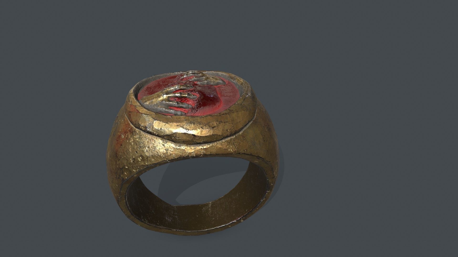 power gold ring Low-poly 3D model_7