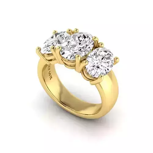 Wide trinity ring for oval stones