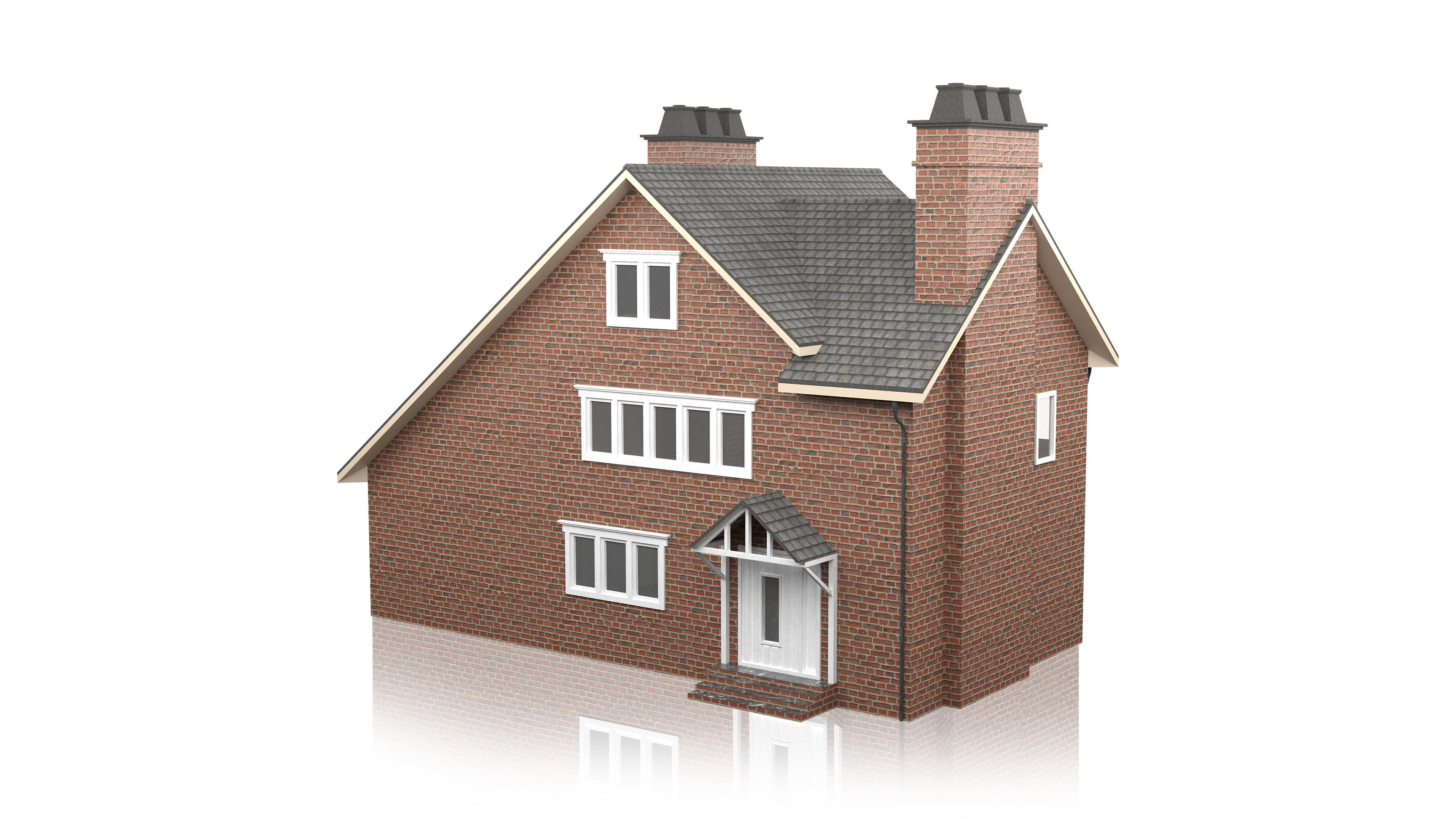 British House Design 04 Low-poly 3D model_2