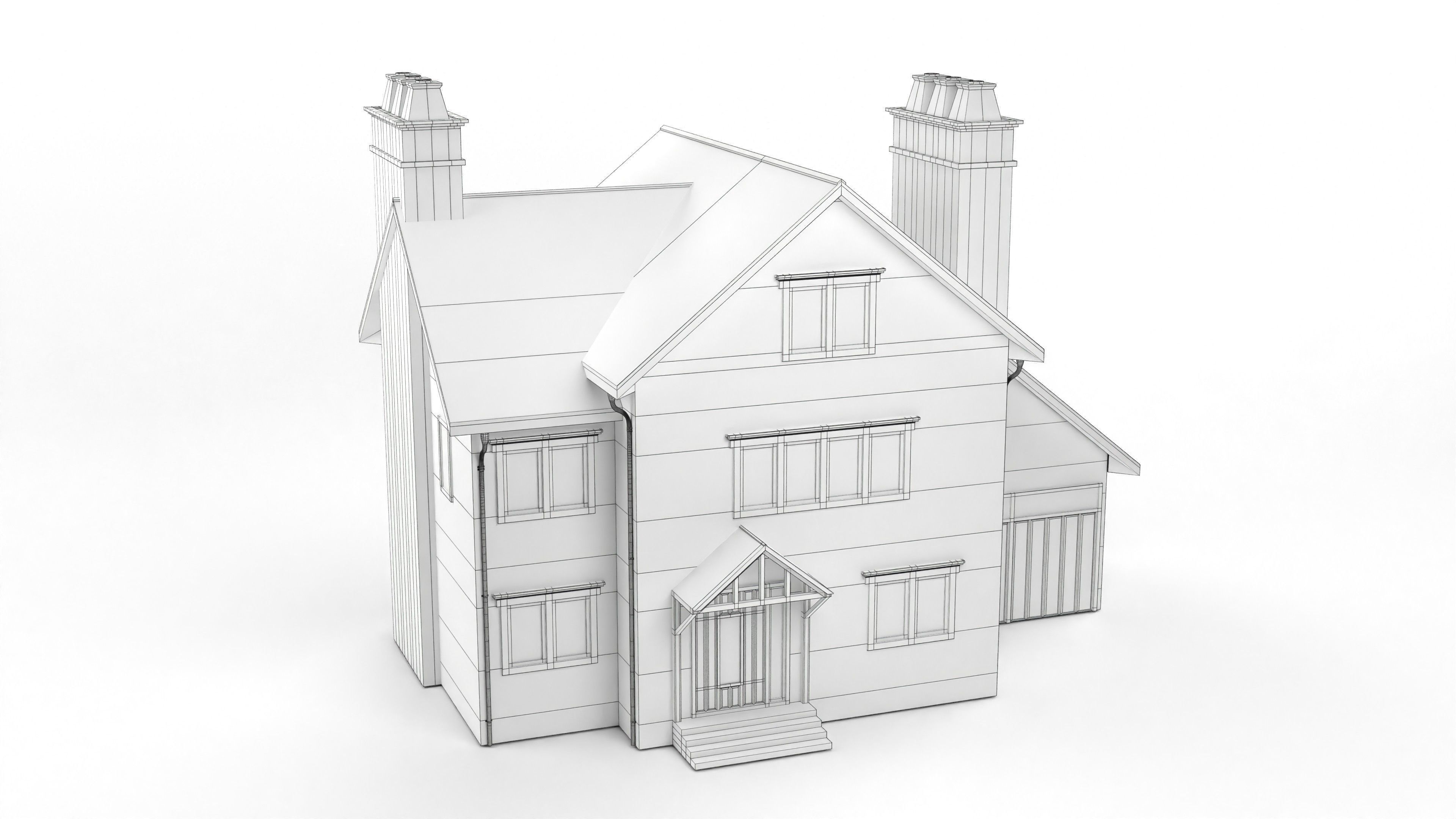 British House Design 04 Low-poly 3D model_7