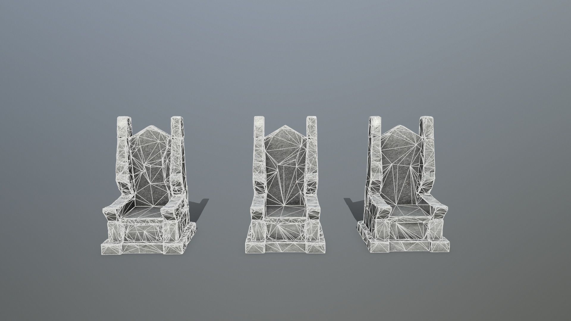 Stone Throne Low-poly 3D model_11