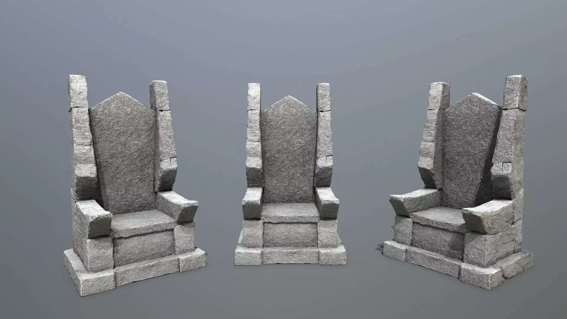Stone Throne Low-poly 3D model_0