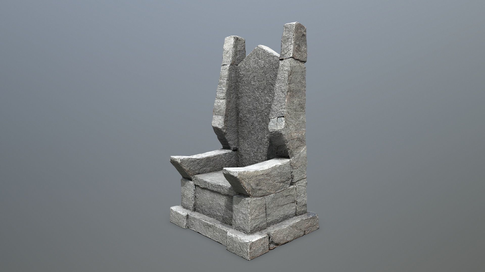 Stone Throne Low-poly 3D model_8
