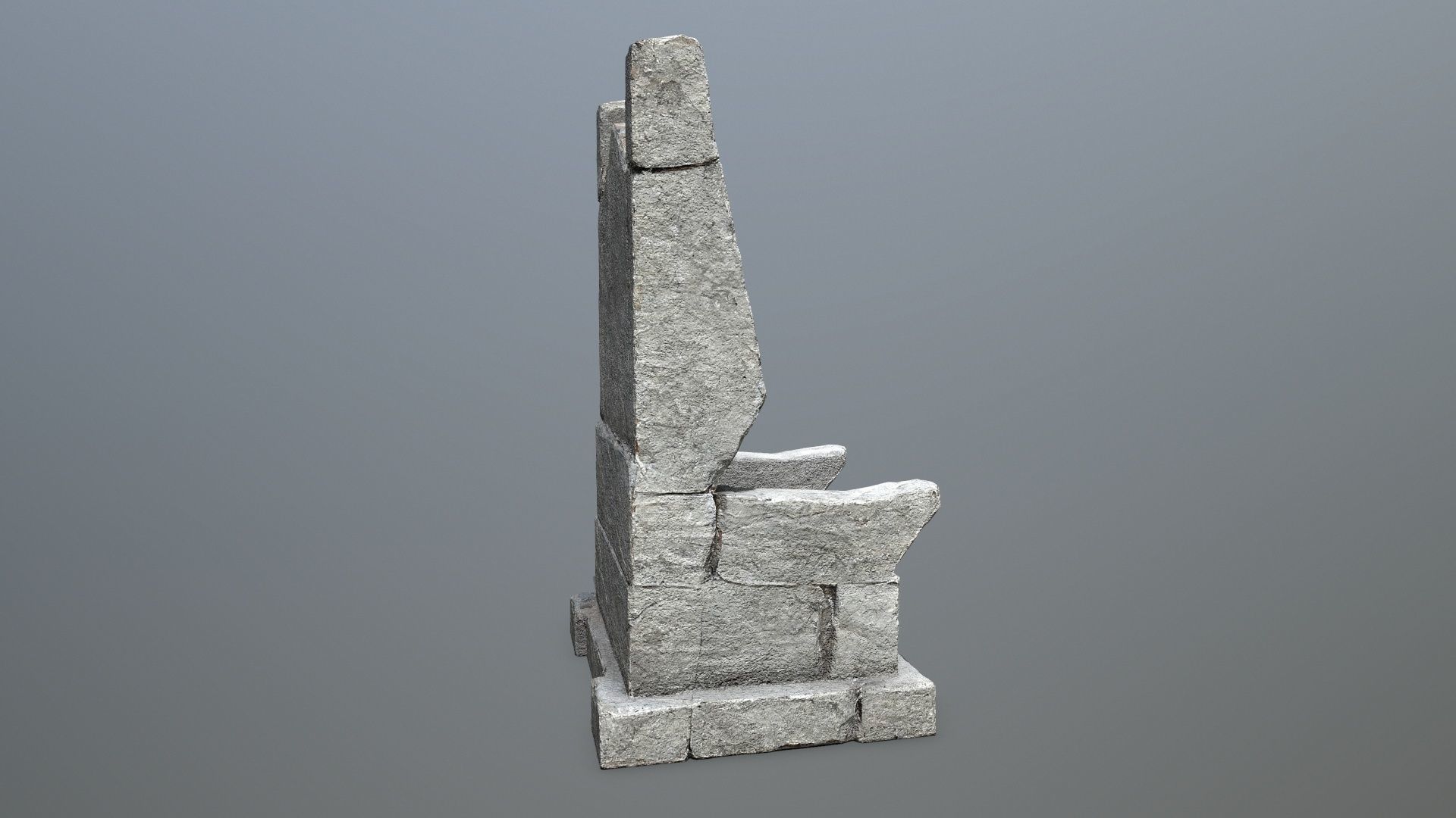 Stone Throne Low-poly 3D model_3