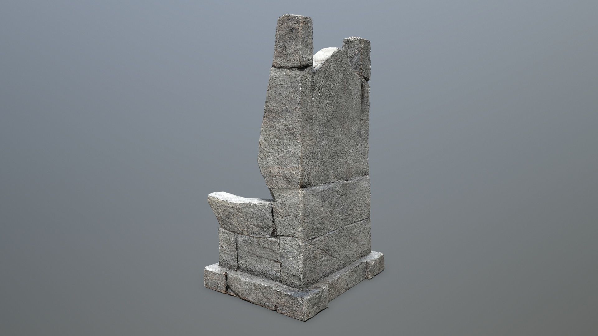 Stone Throne Low-poly 3D model_6