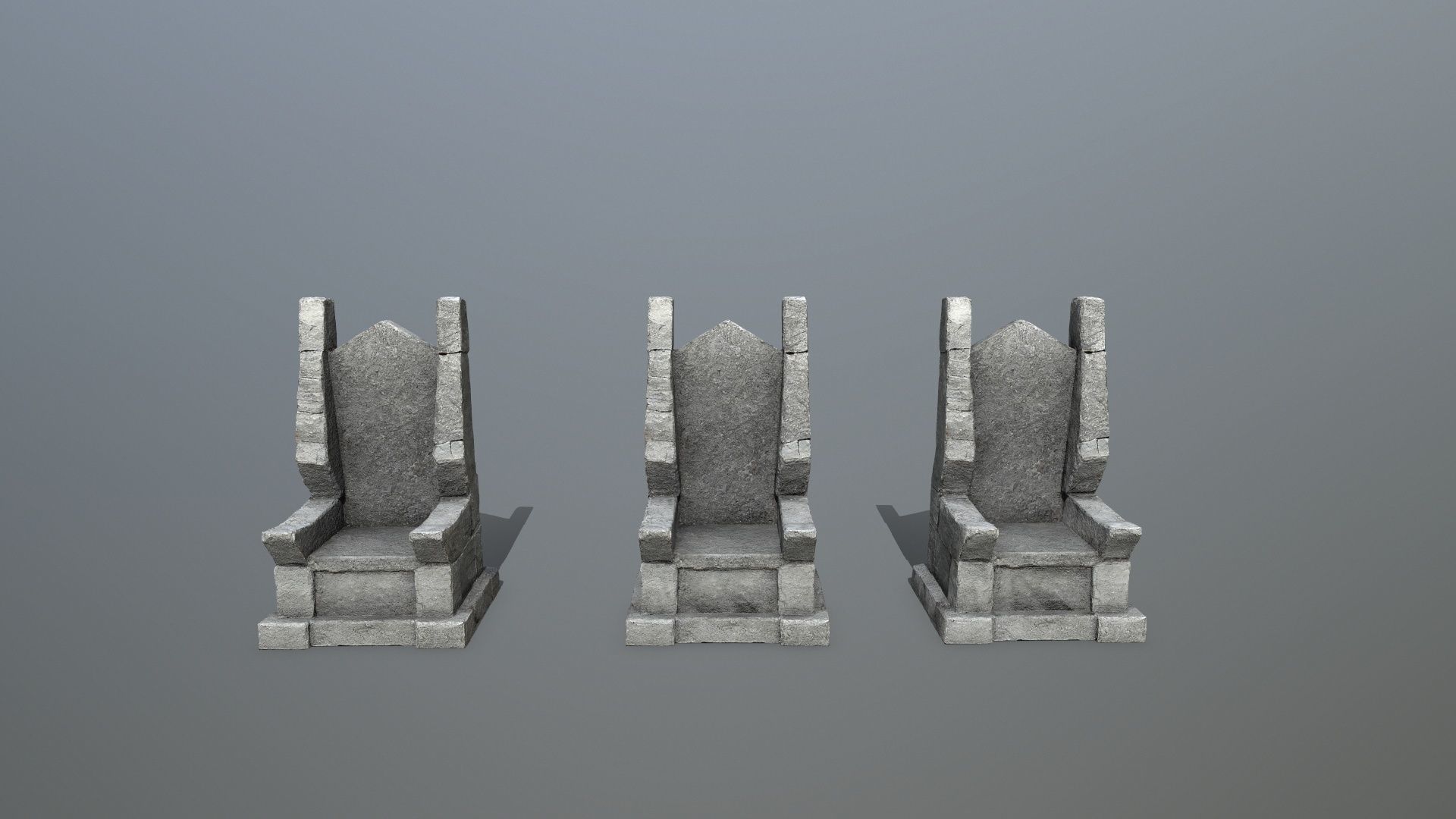 Stone Throne Low-poly 3D model_10