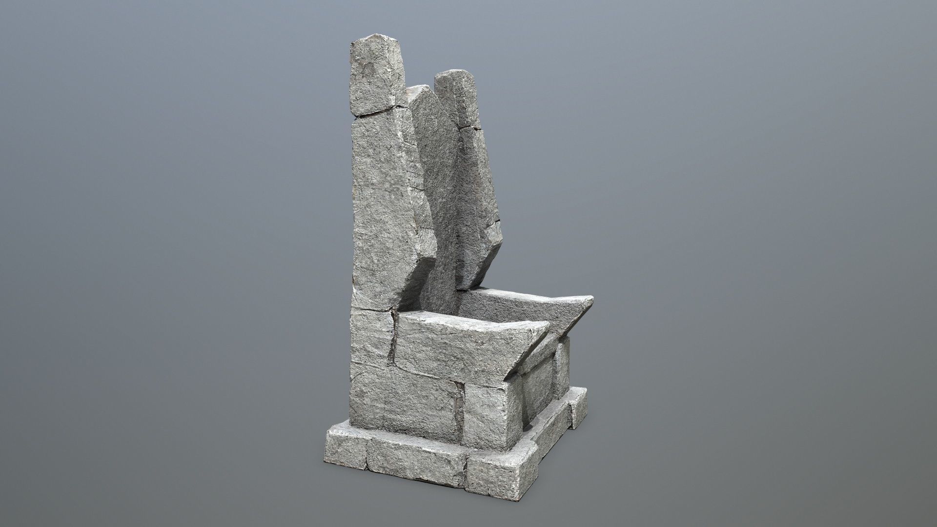 Stone Throne Low-poly 3D model_2