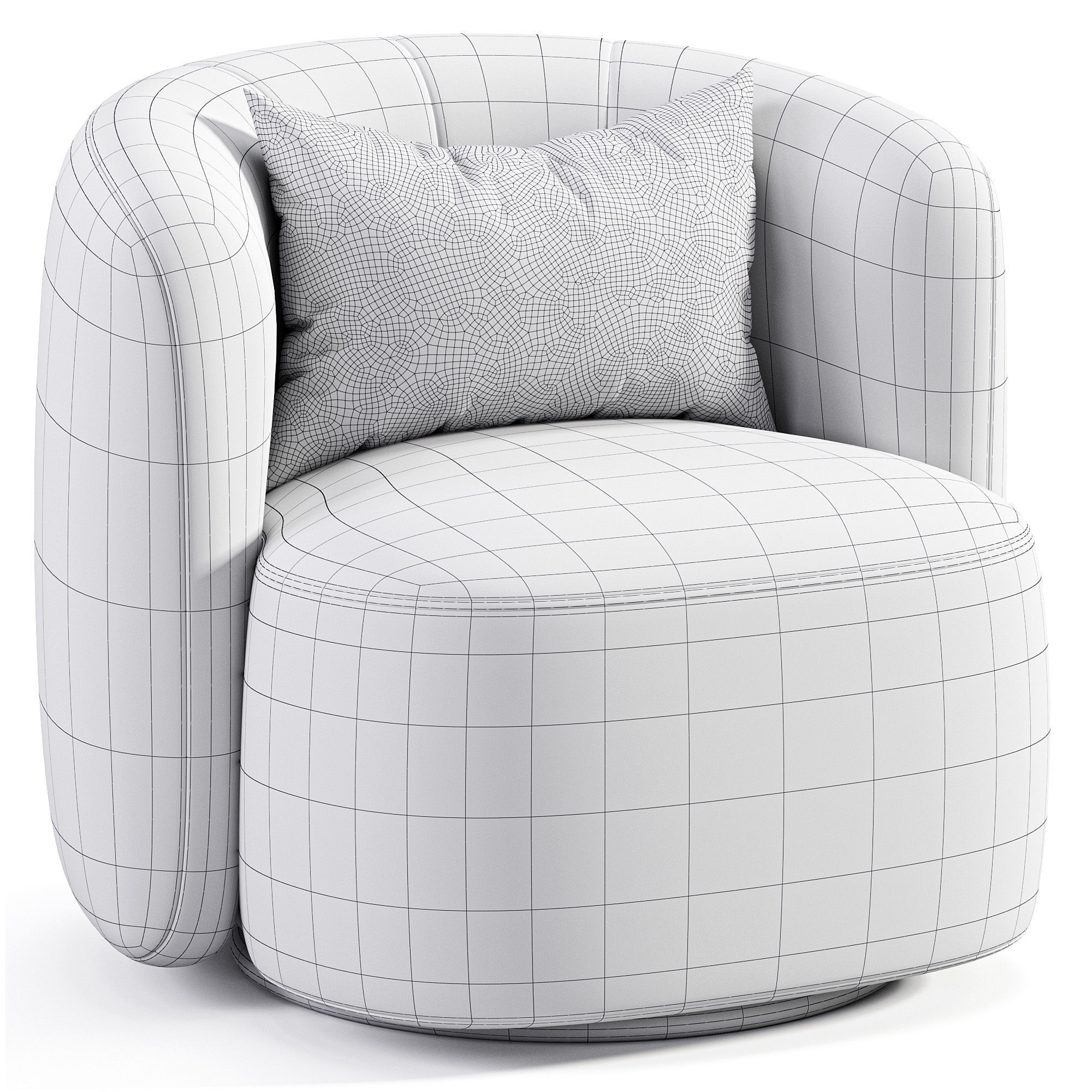 Menik Armchair Low-poly 3D model_5