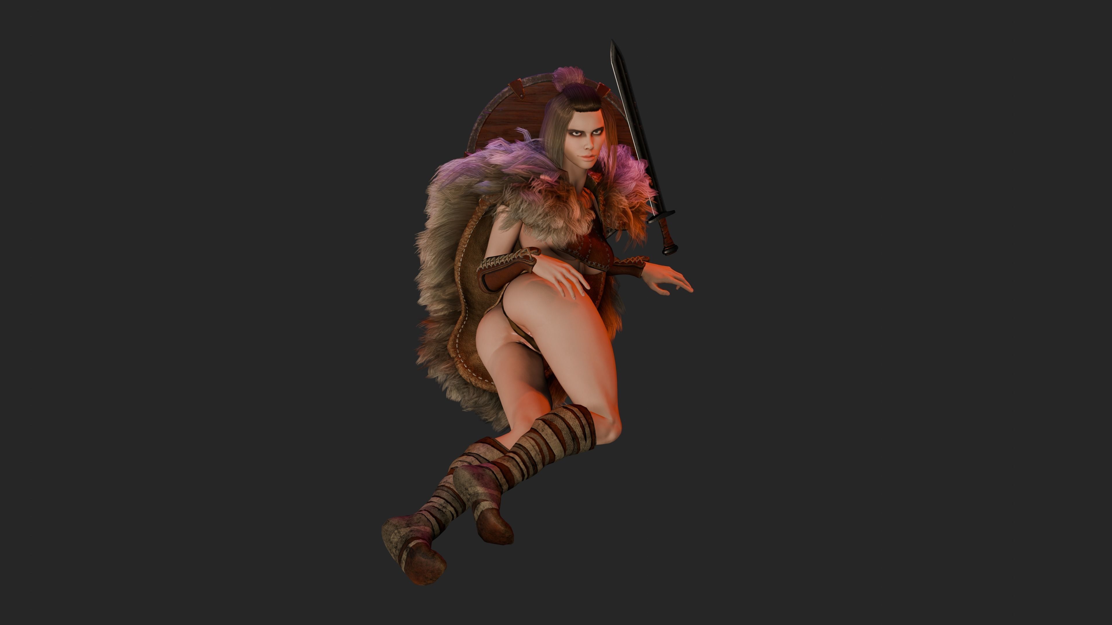 Abria the Tribes woman- game ready Low-poly 3D model_14
