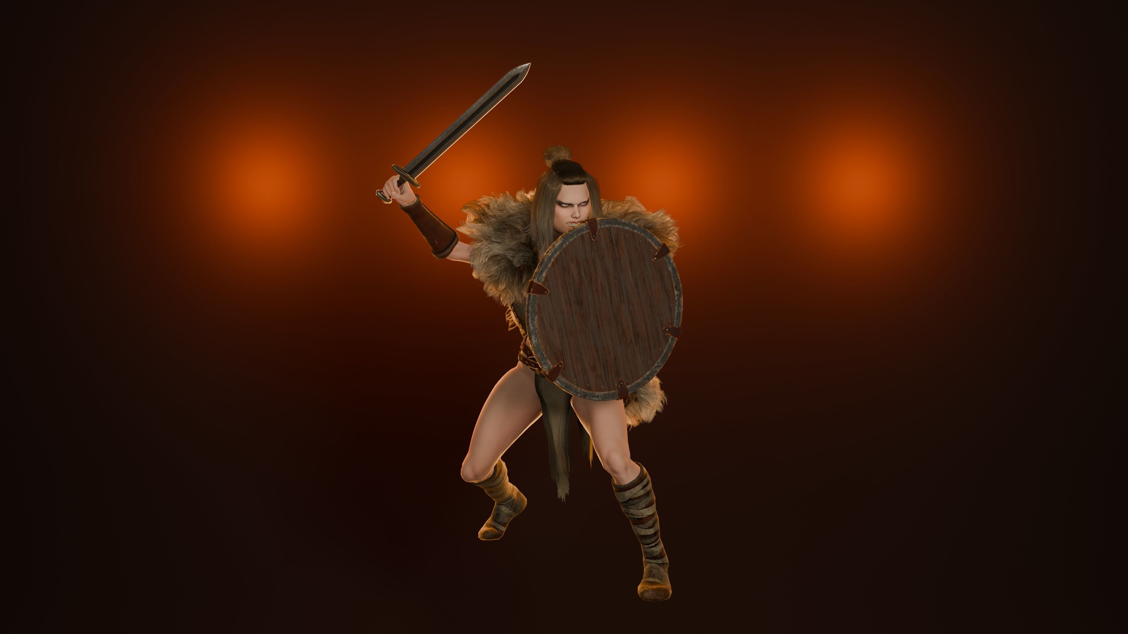 Abria the Tribes woman- game ready Low-poly 3D model_11