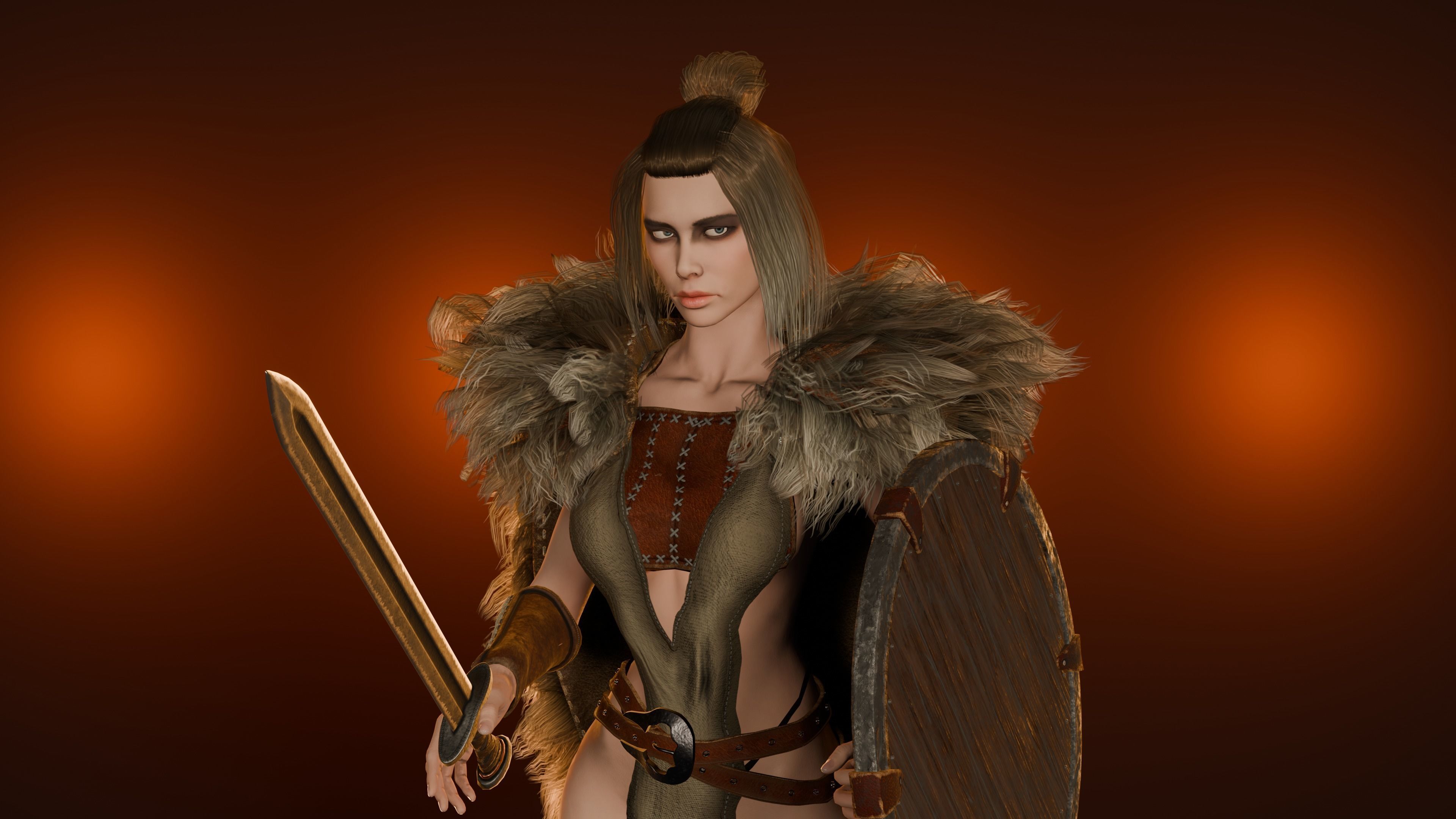 Abria the Tribes woman- game ready Low-poly 3D model_10