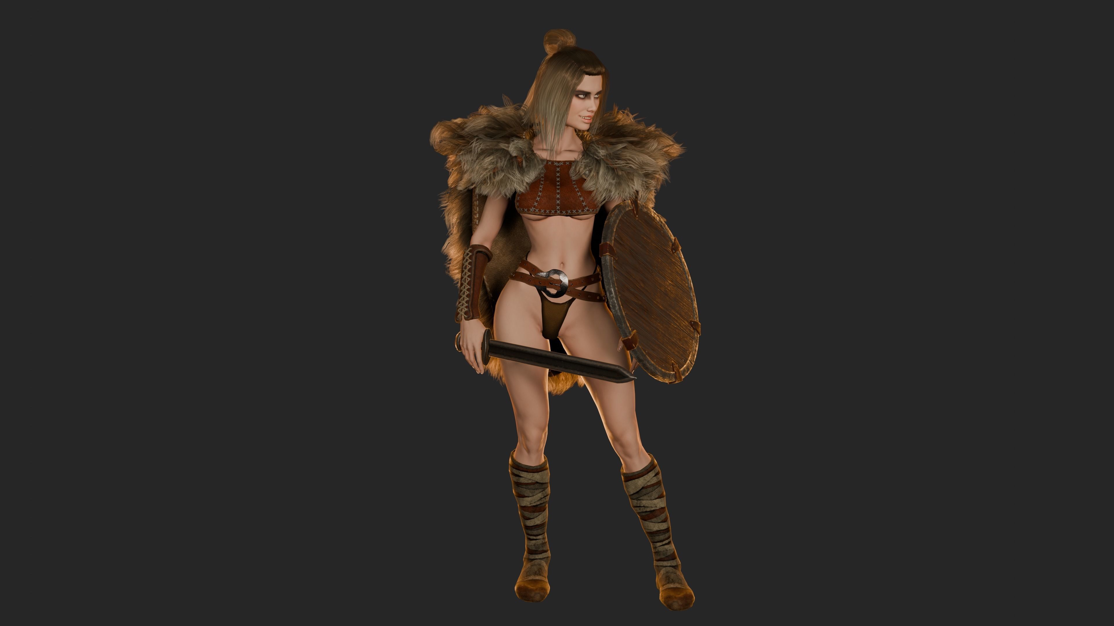 Abria the Tribes woman- game ready Low-poly 3D model_3