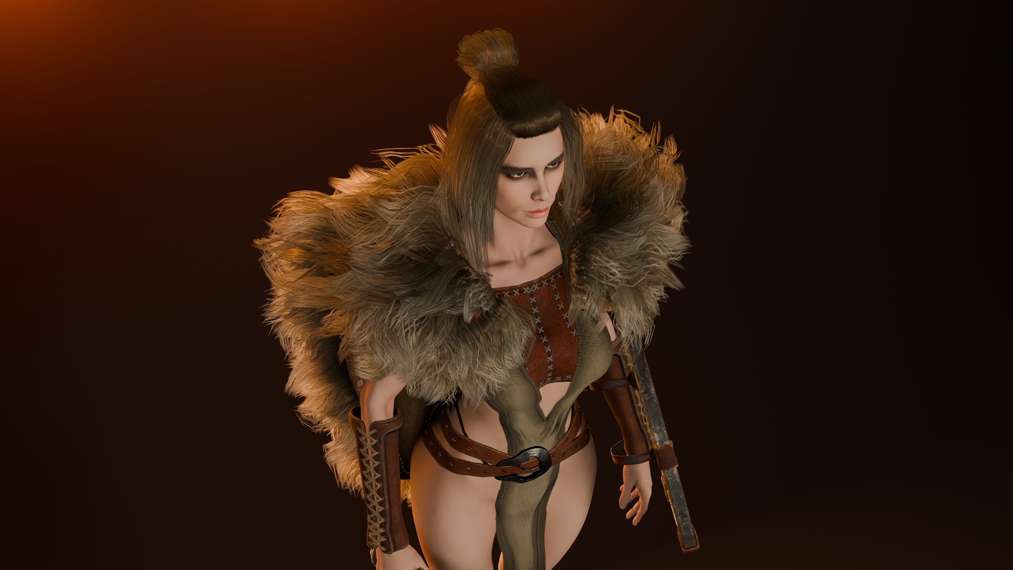 Abria the Tribes woman- game ready Low-poly 3D model_5
