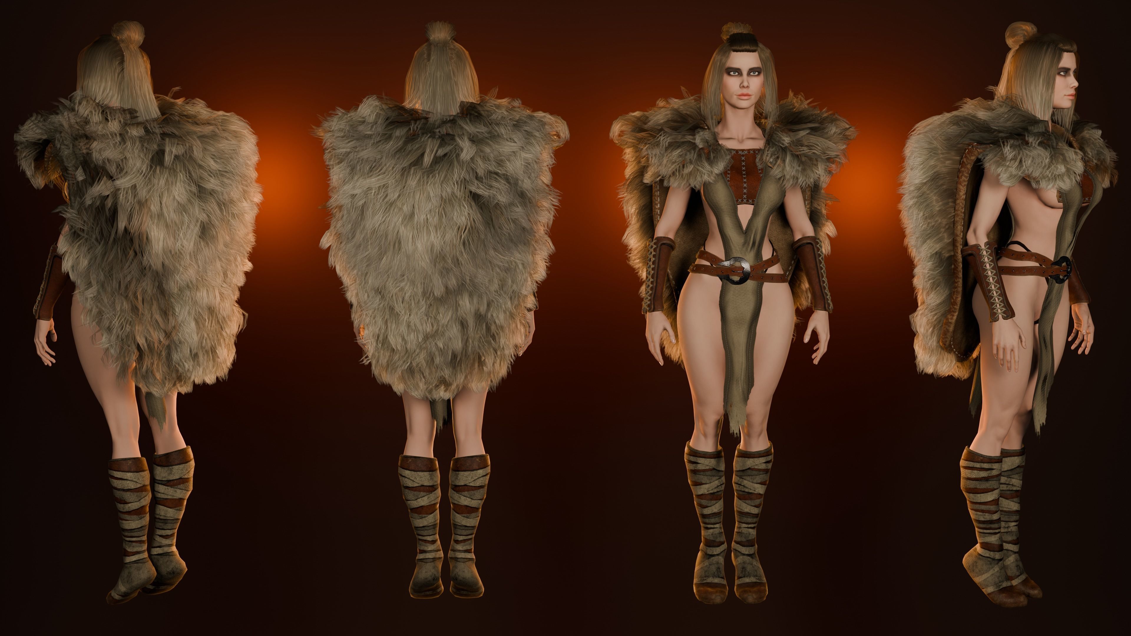 Abria the Tribes woman- game ready Low-poly 3D model_7