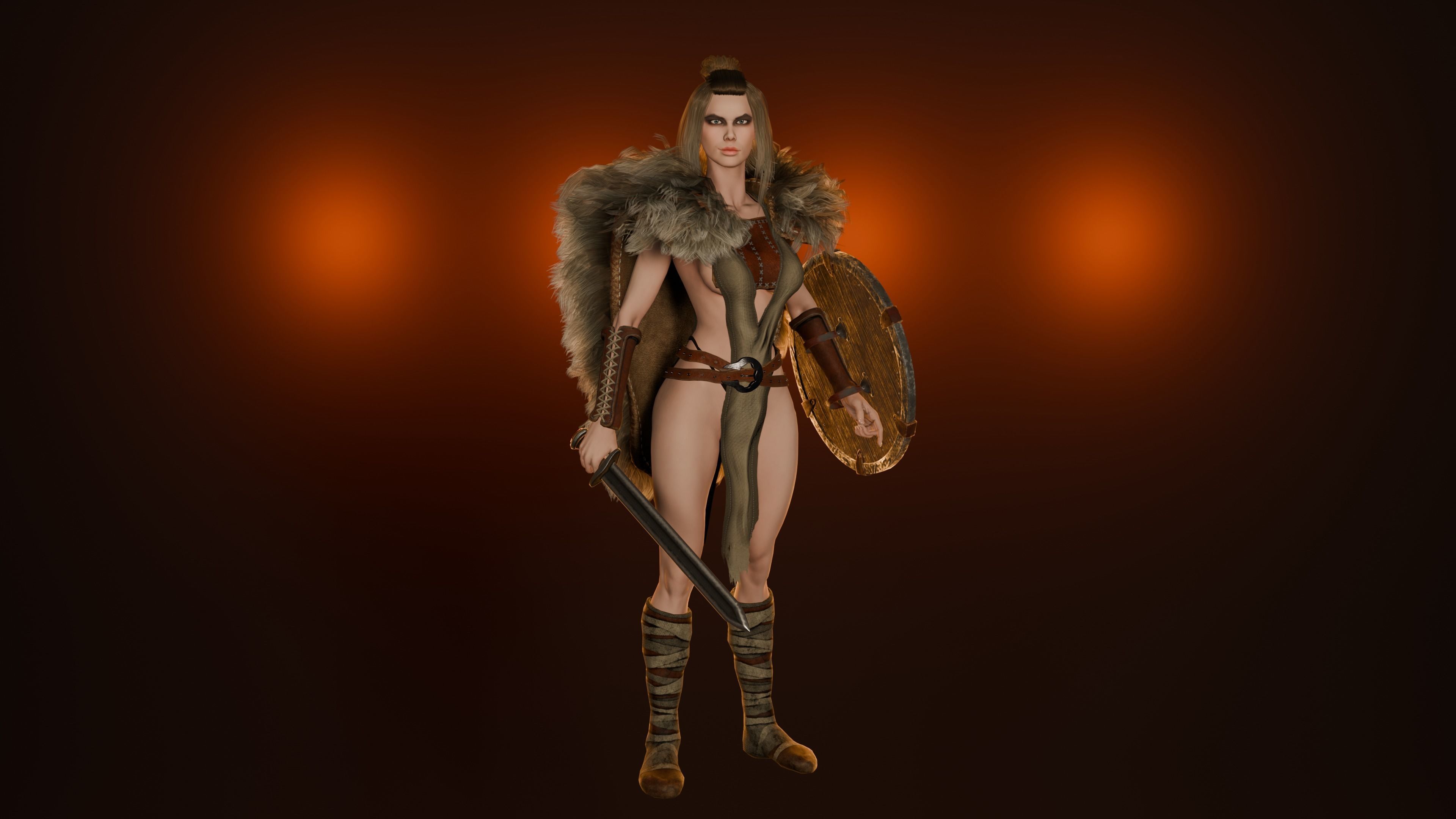 Abria the Tribes woman- game ready Low-poly 3D model_12