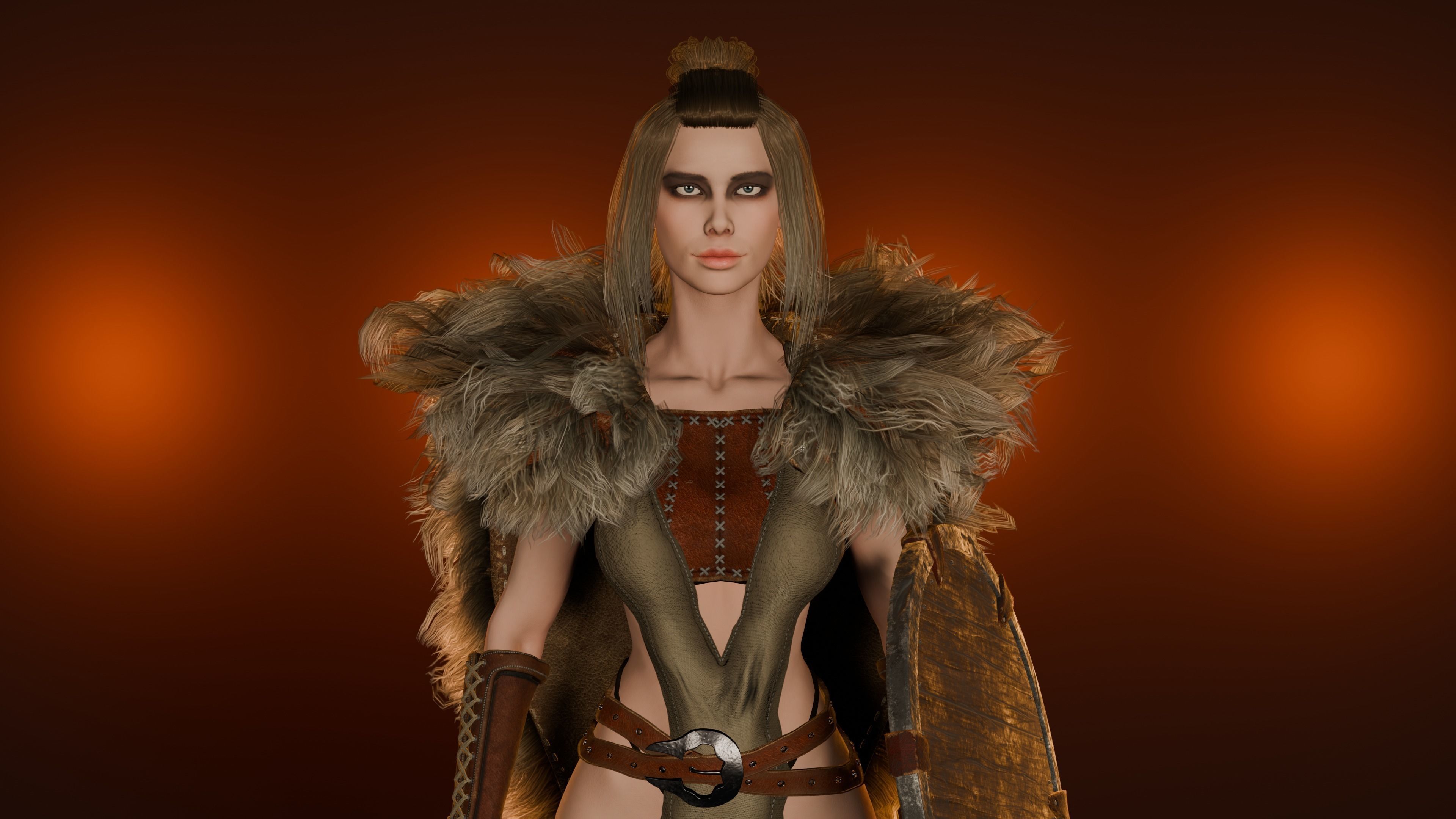 Abria the Tribes woman- game ready Low-poly 3D model_4