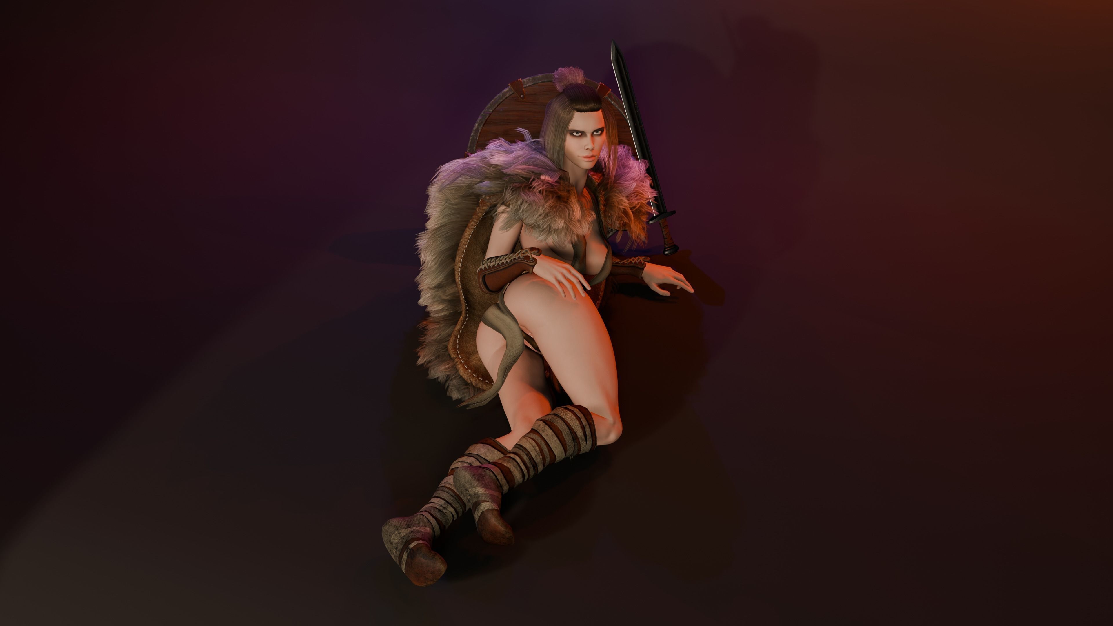 Abria the Tribes woman- game ready Low-poly 3D model_13