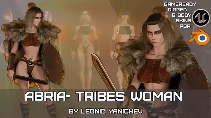 Abria the Tribes woman- game ready Low-poly 3D model