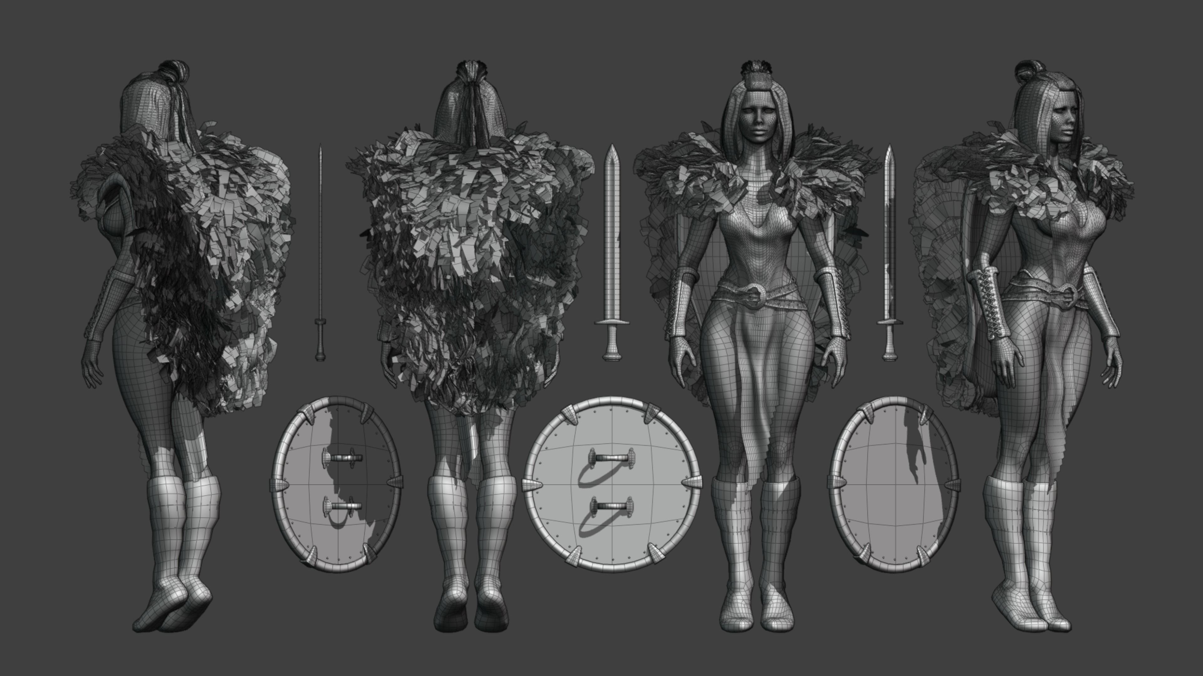 Abria the Tribes woman- game ready Low-poly 3D model_16