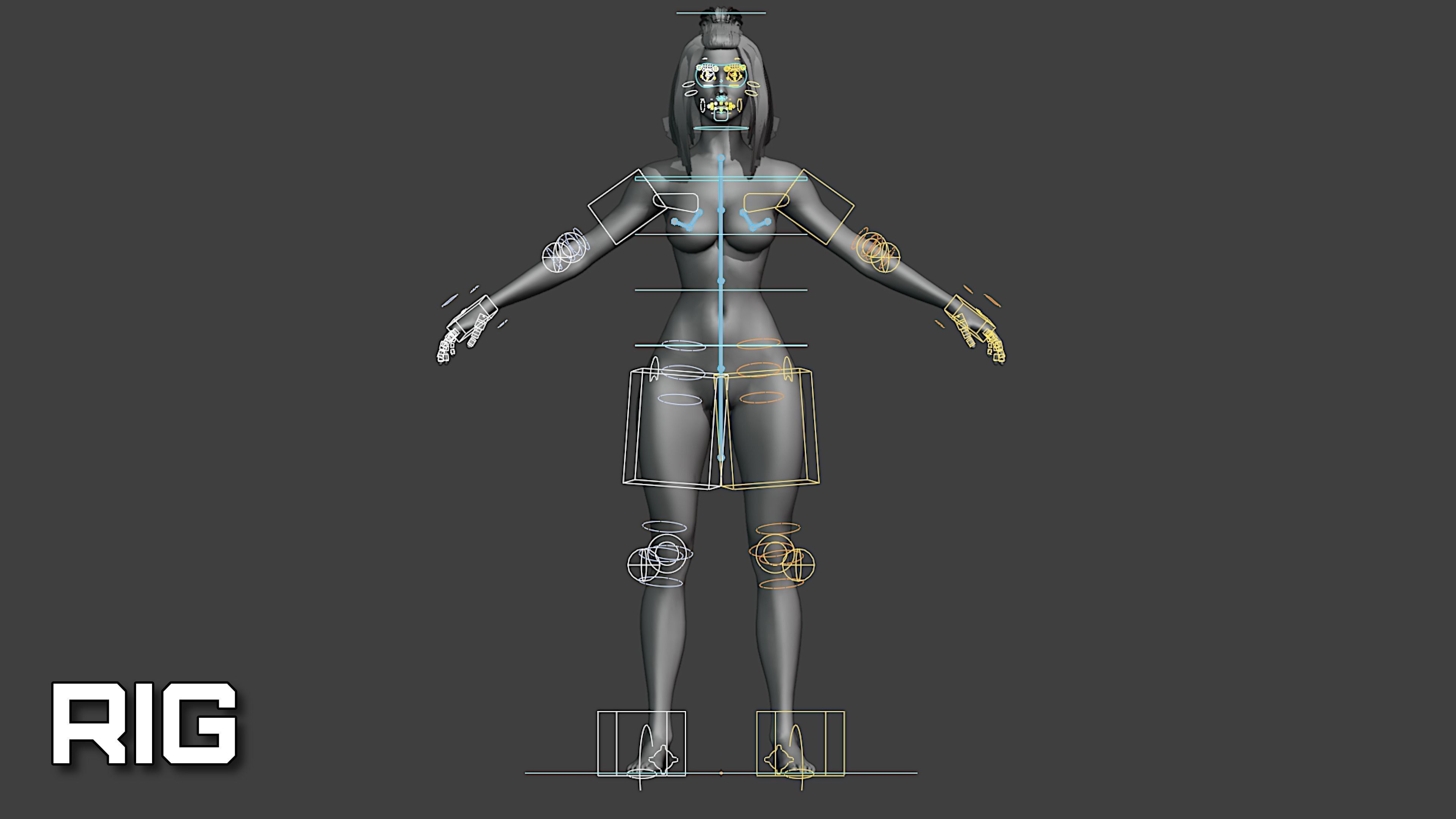 Abria the Tribes woman- game ready Low-poly 3D model_18