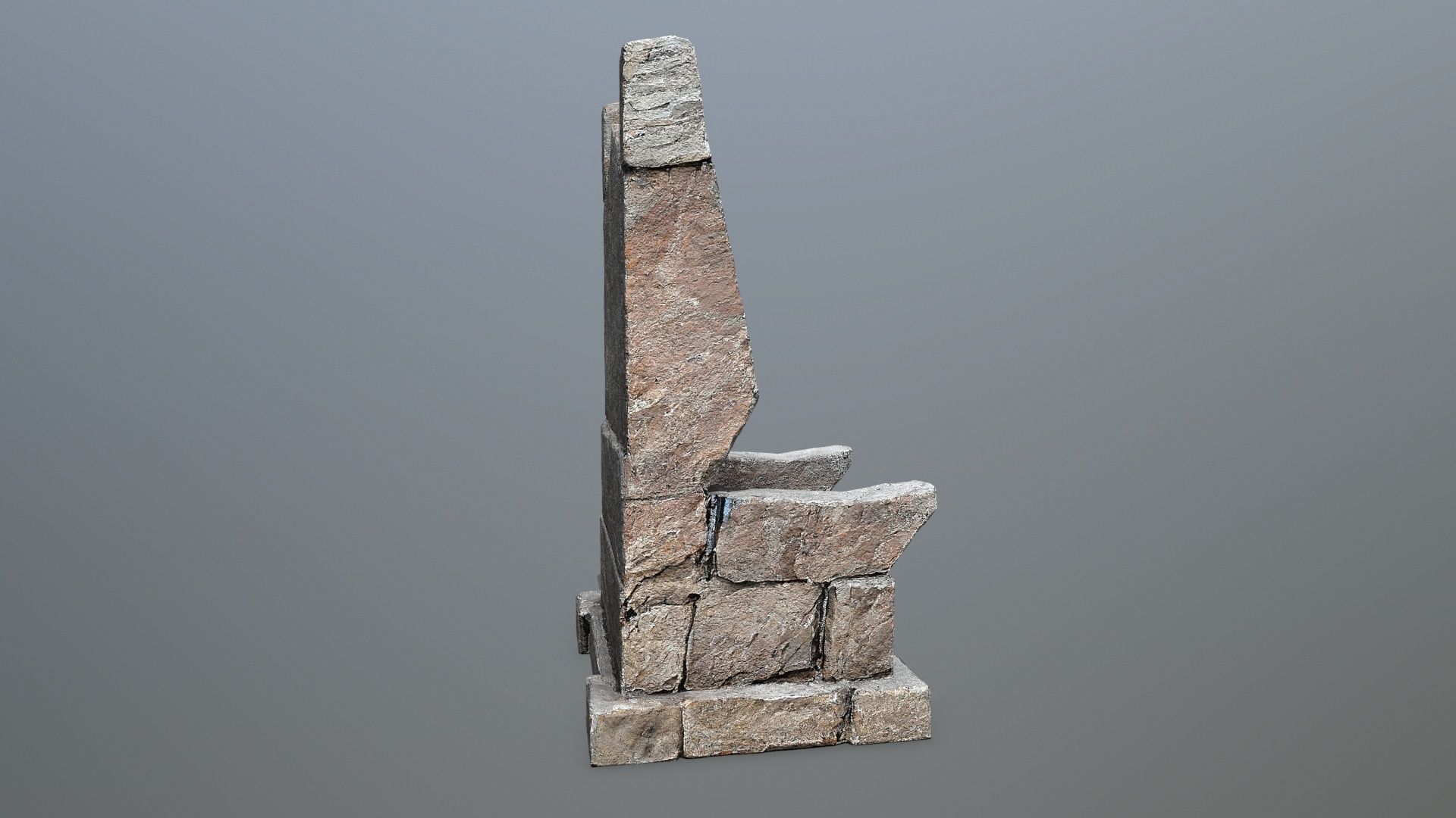 Stone Throne Low-poly 3D model_3