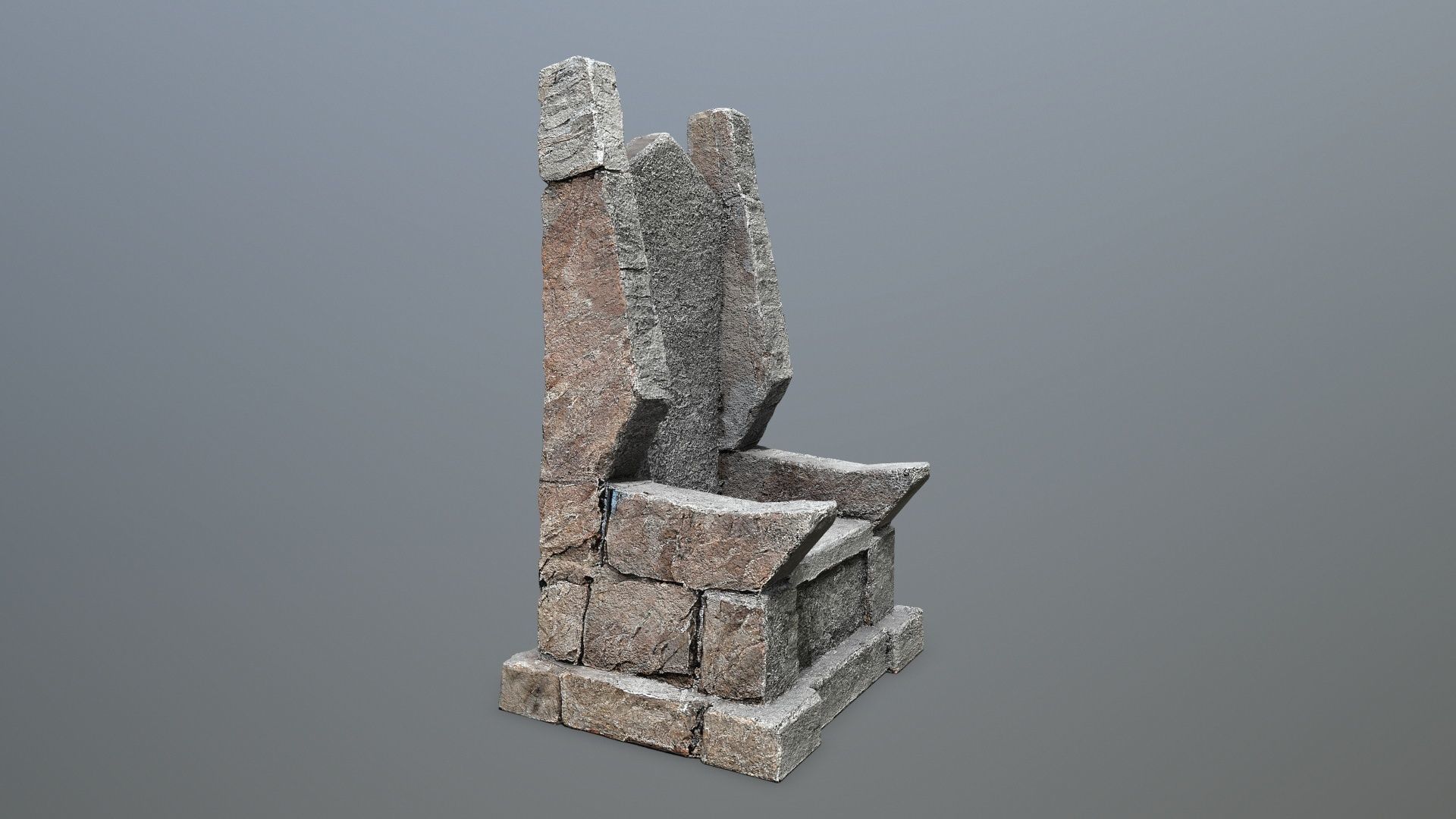 Stone Throne Low-poly 3D model_2