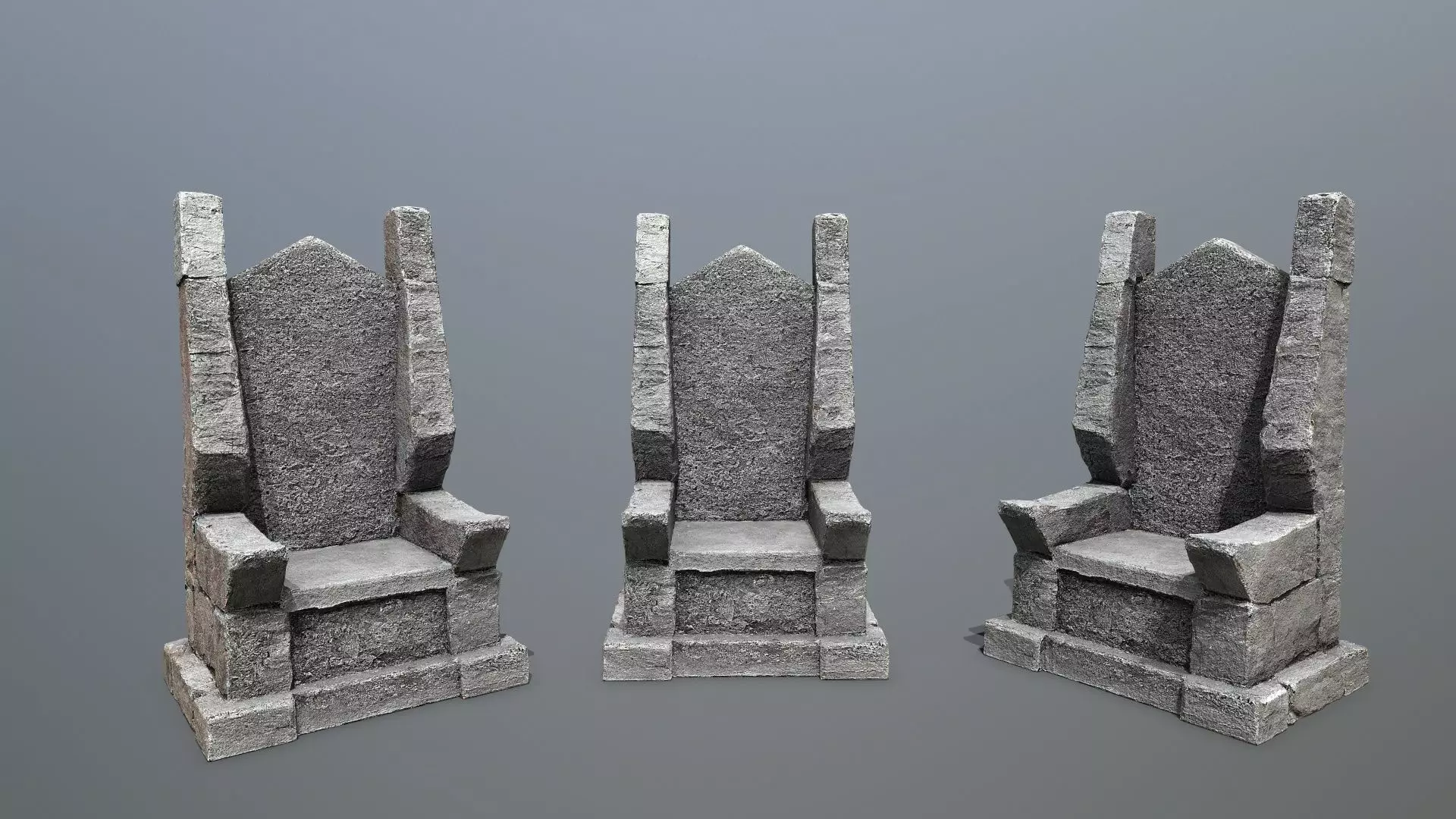 Stone Throne Low-poly 3D model_0
