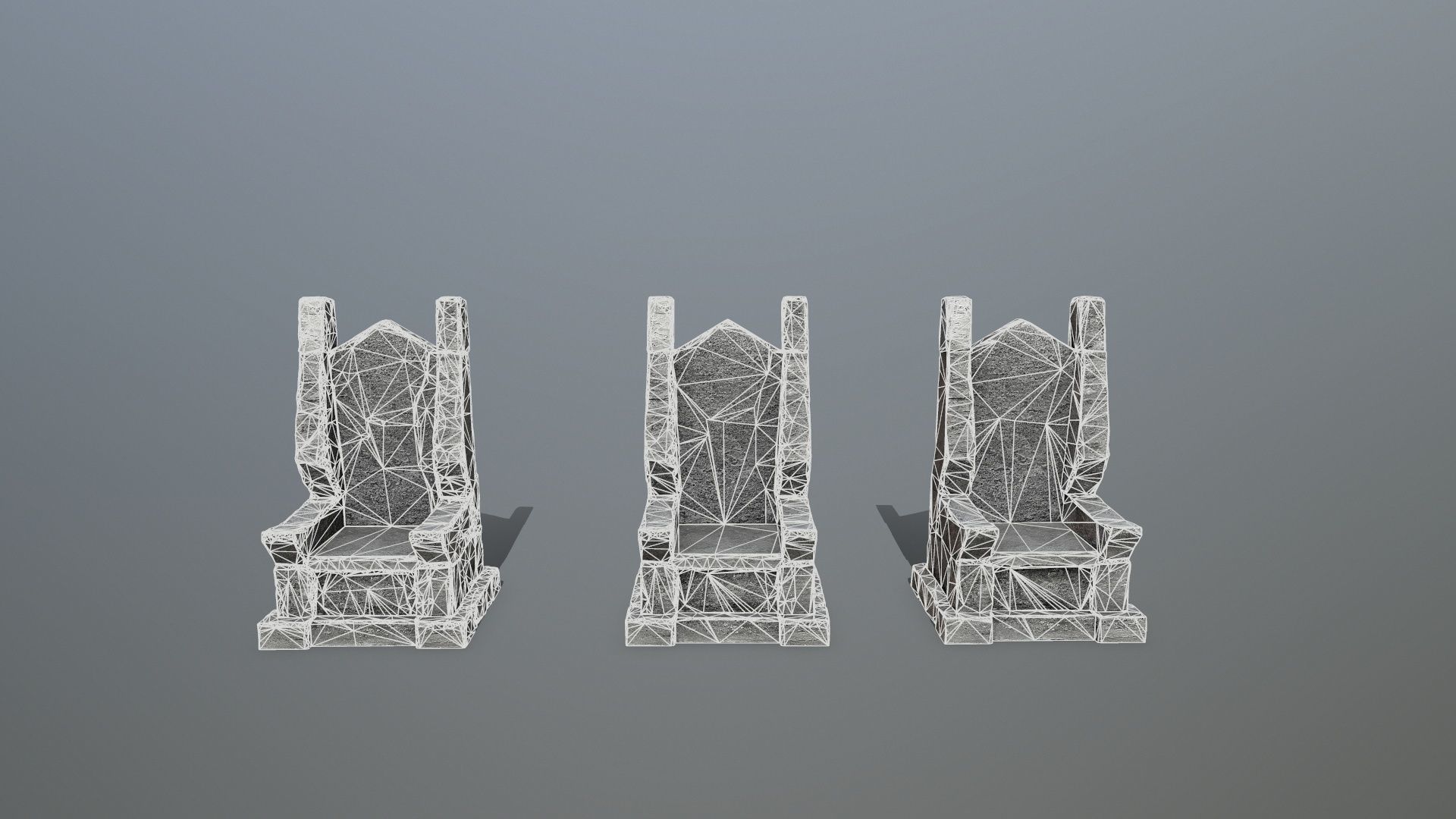 Stone Throne Low-poly 3D model_11