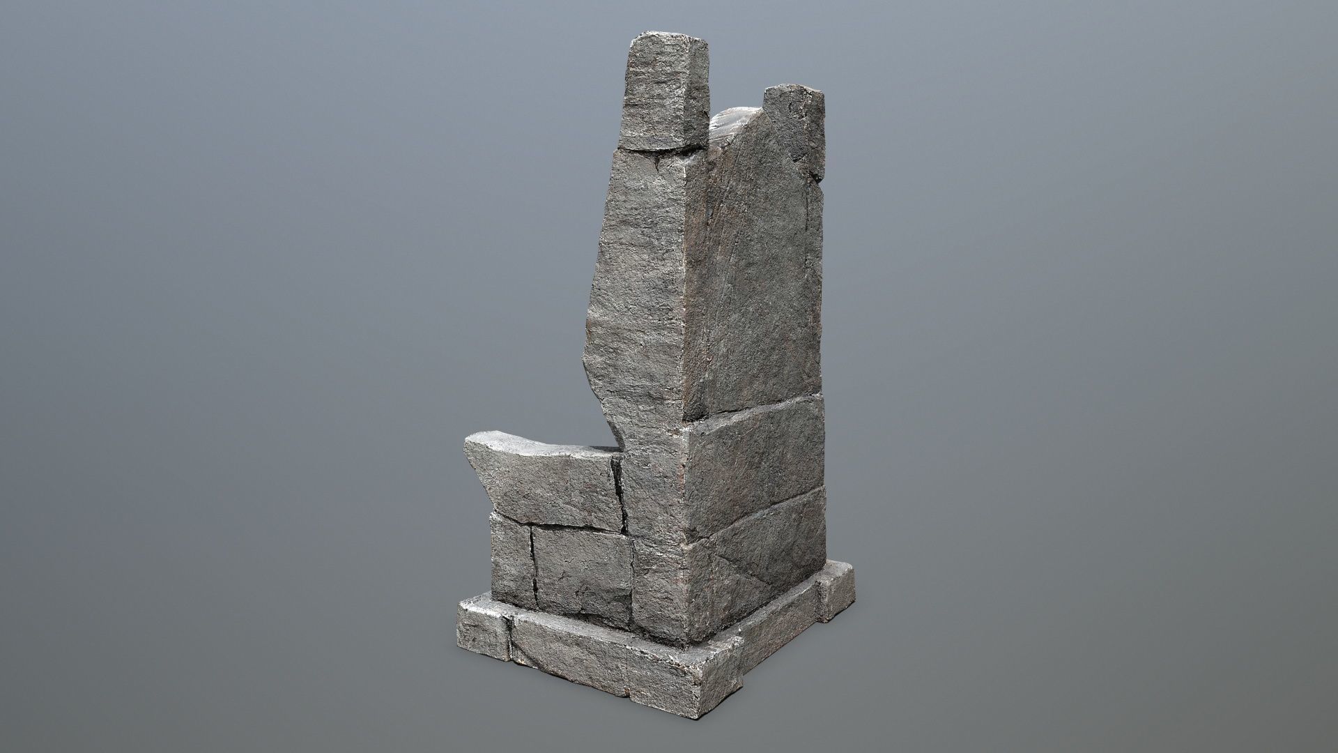 Stone Throne Low-poly 3D model_6