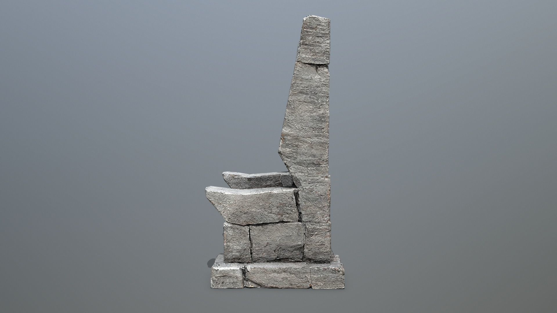 Stone Throne Low-poly 3D model_7