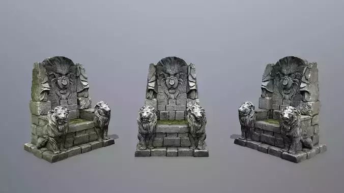 Lion Stone Throne 